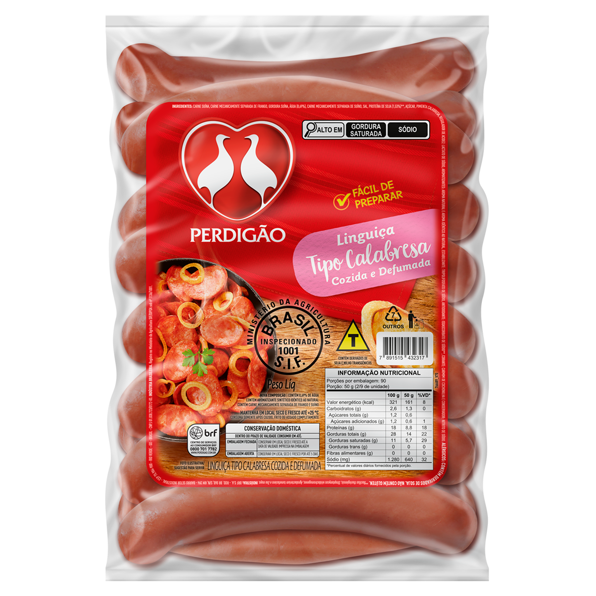 Lingui&ccedil;a tipo Calabresa Defumada Perdig&atilde;o aprox. 535g