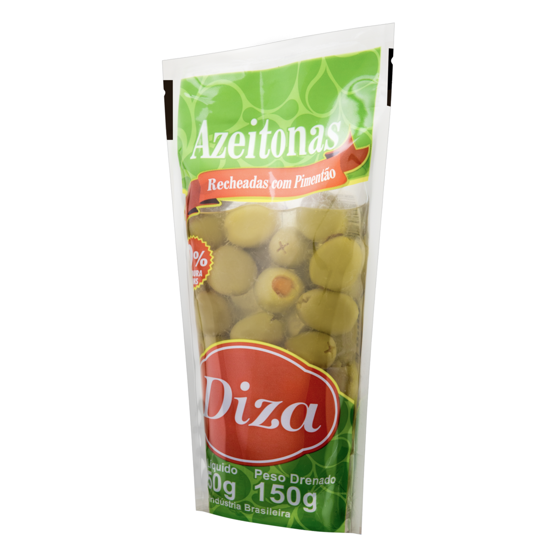 Azeitona Verde em Conserva com Recheio de Pimentão Diza Sachê 150g
