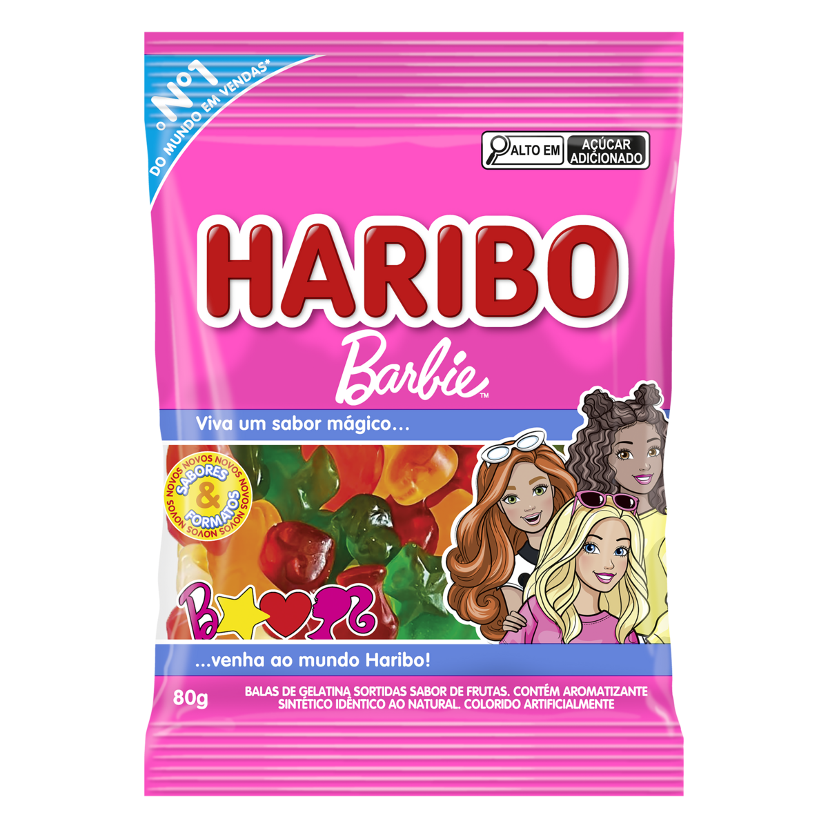 Bala de Gelatina Frutas Barbie Haribo Pacote 80g