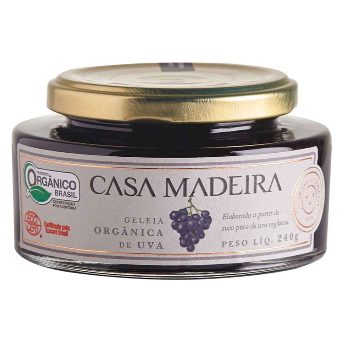 Geleia Org&acirc;nica de Uva Casa Madeira 240g