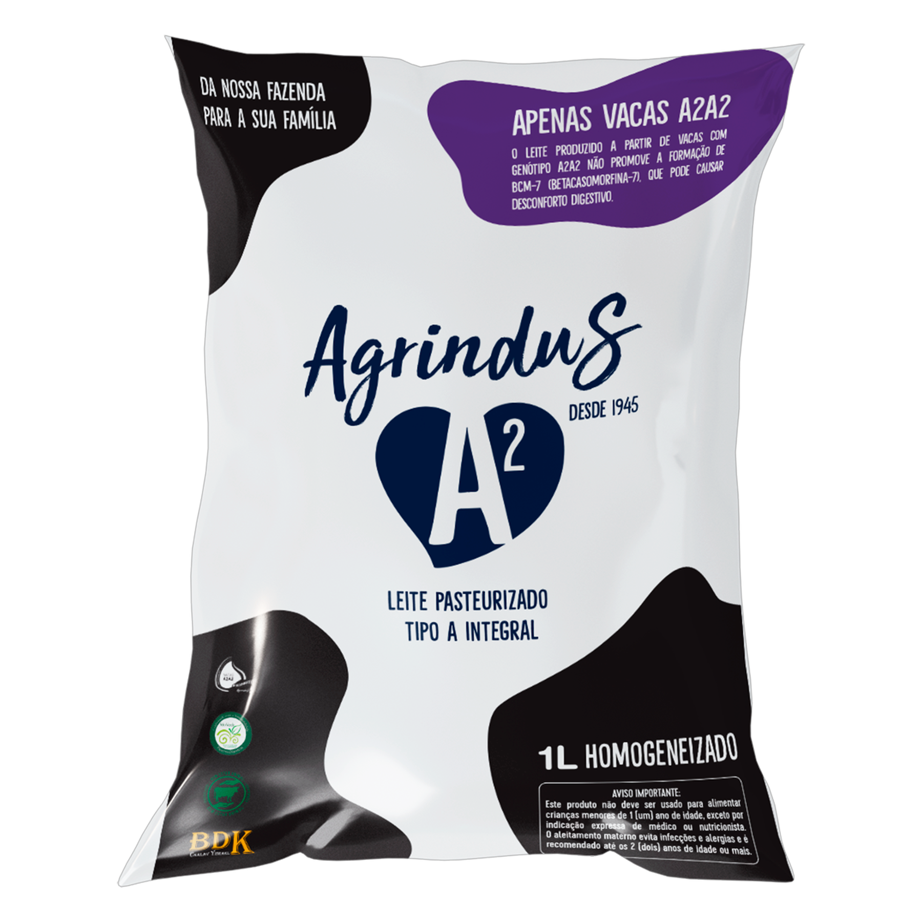Leite Integral A2 Agrindus Saco 1l