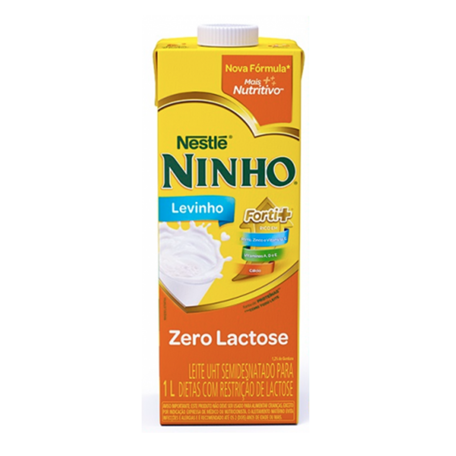 Leite UHT Semidesnatado Zero Lactose Levinho Forti+ Ninho Caixa com Tampa 1l