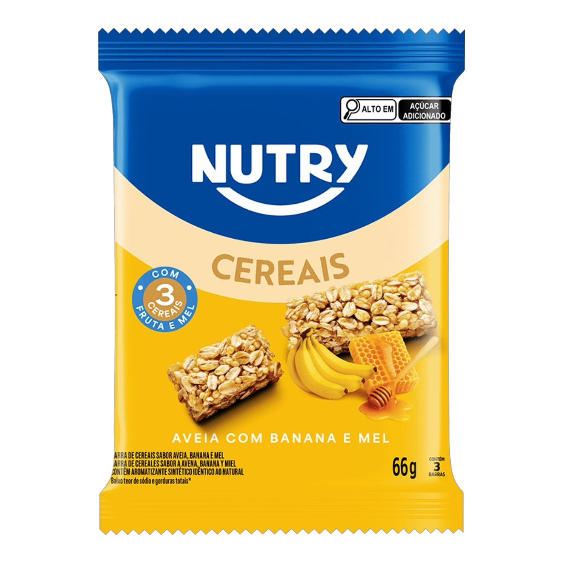 Pack Barra Cereal Aveia com Banana e Mel Nutry Pacote 66g 3 Unidades