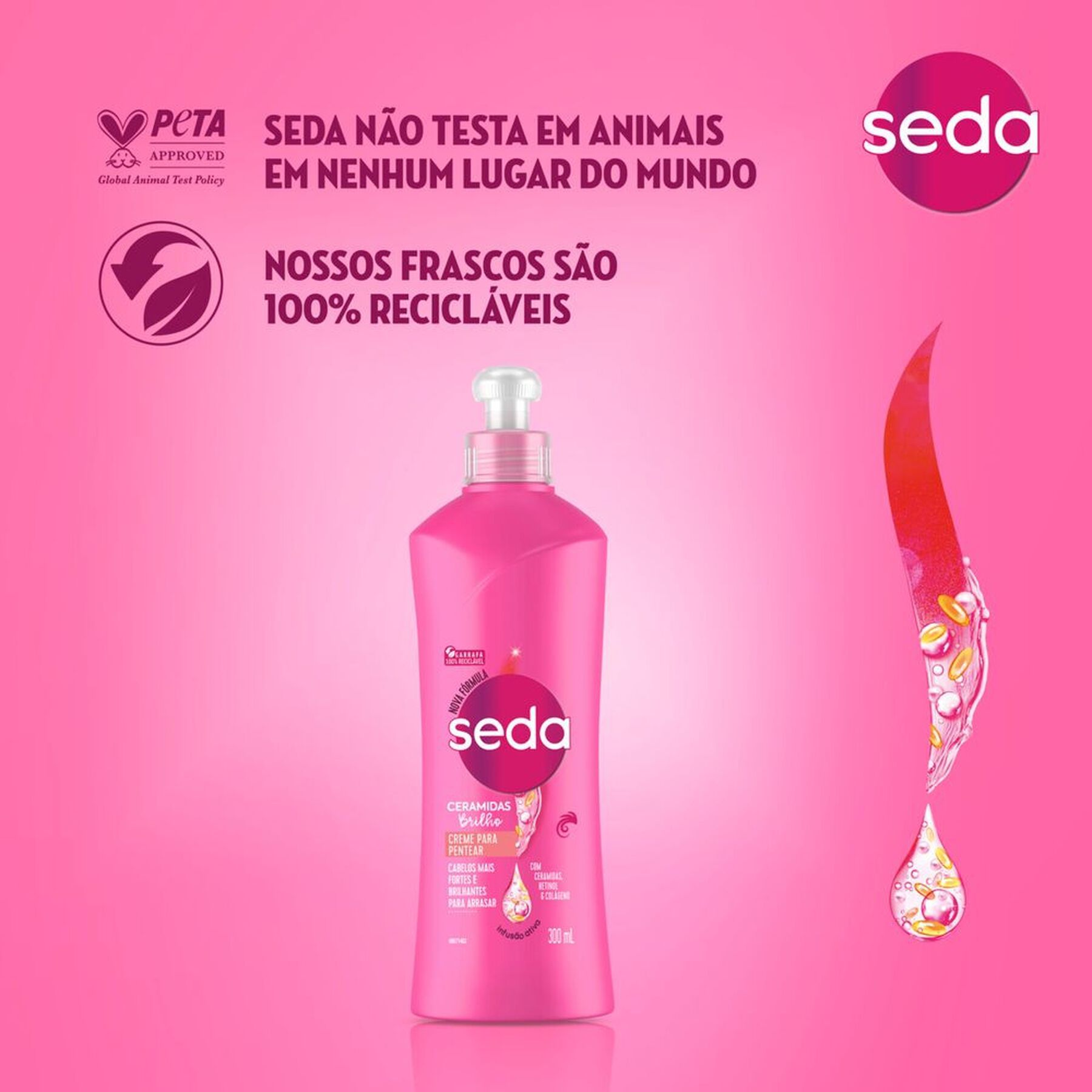 Creme para Pentear Ceramidas Brilho Seda Cocriações Frasco 300ml