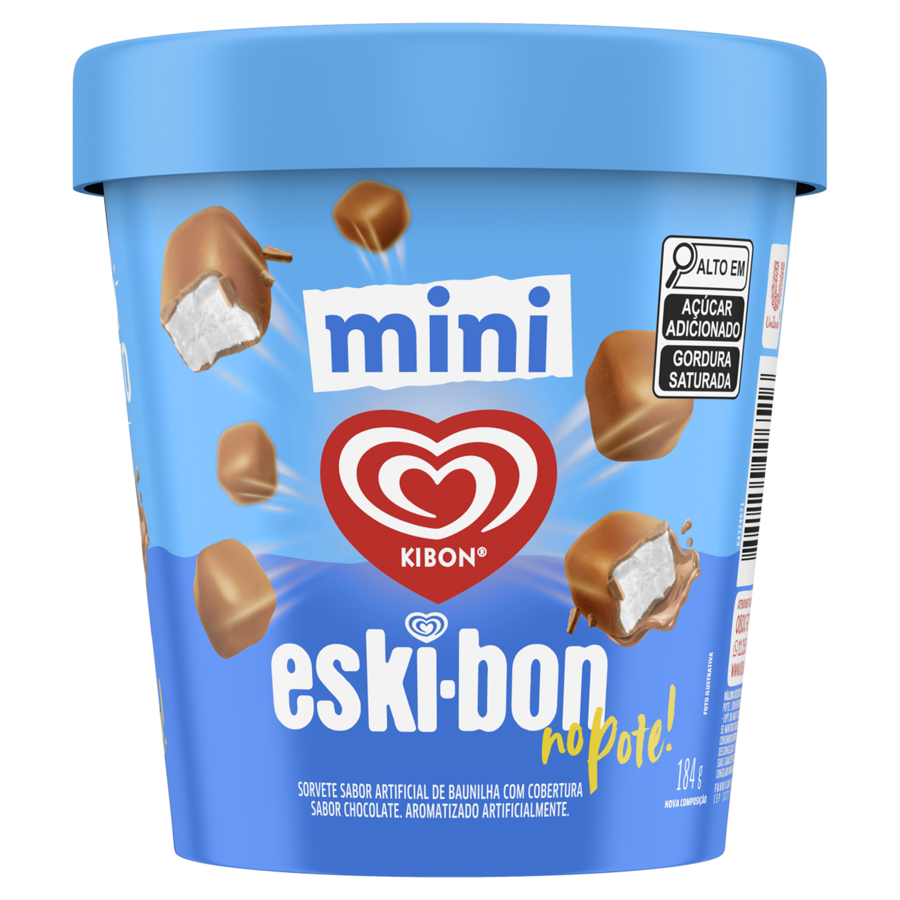 Mini Sorvete Baunilha Eski-bon Kibon Pote 184g
