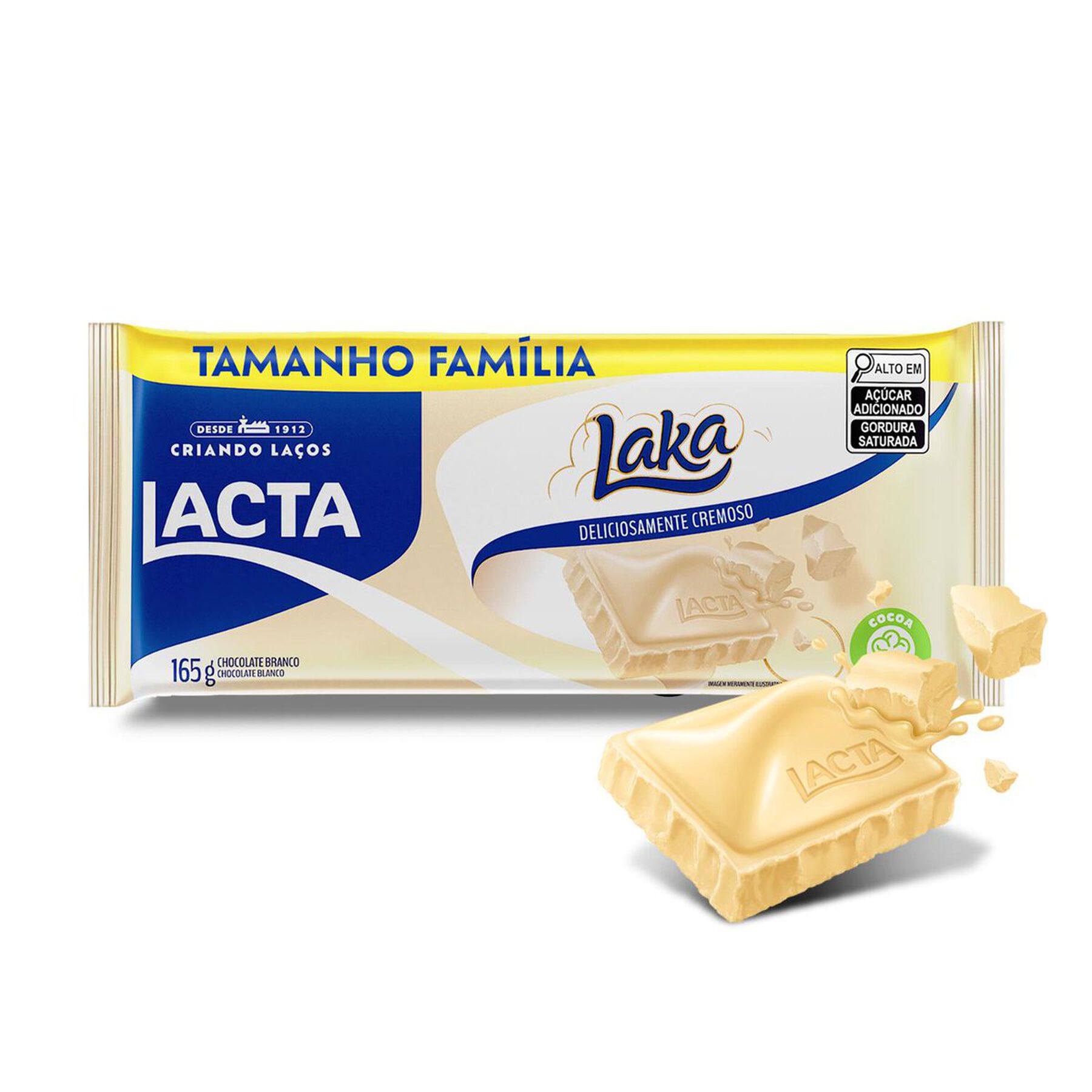 Barra de Chocolate Branco Lacta Laka Pacote 165g Tamanho Família