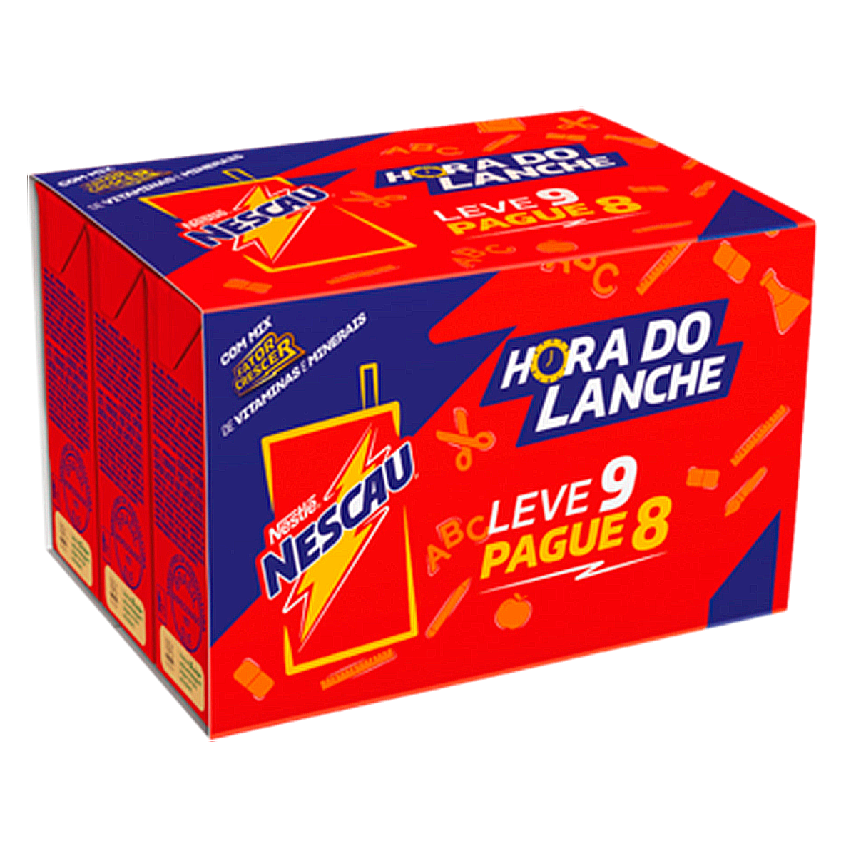 Bebida L&aacute;ctea UHT Chocolate Nescau Caixa 1,62l - Embalagem Leve 9 Pague 8 Unidades