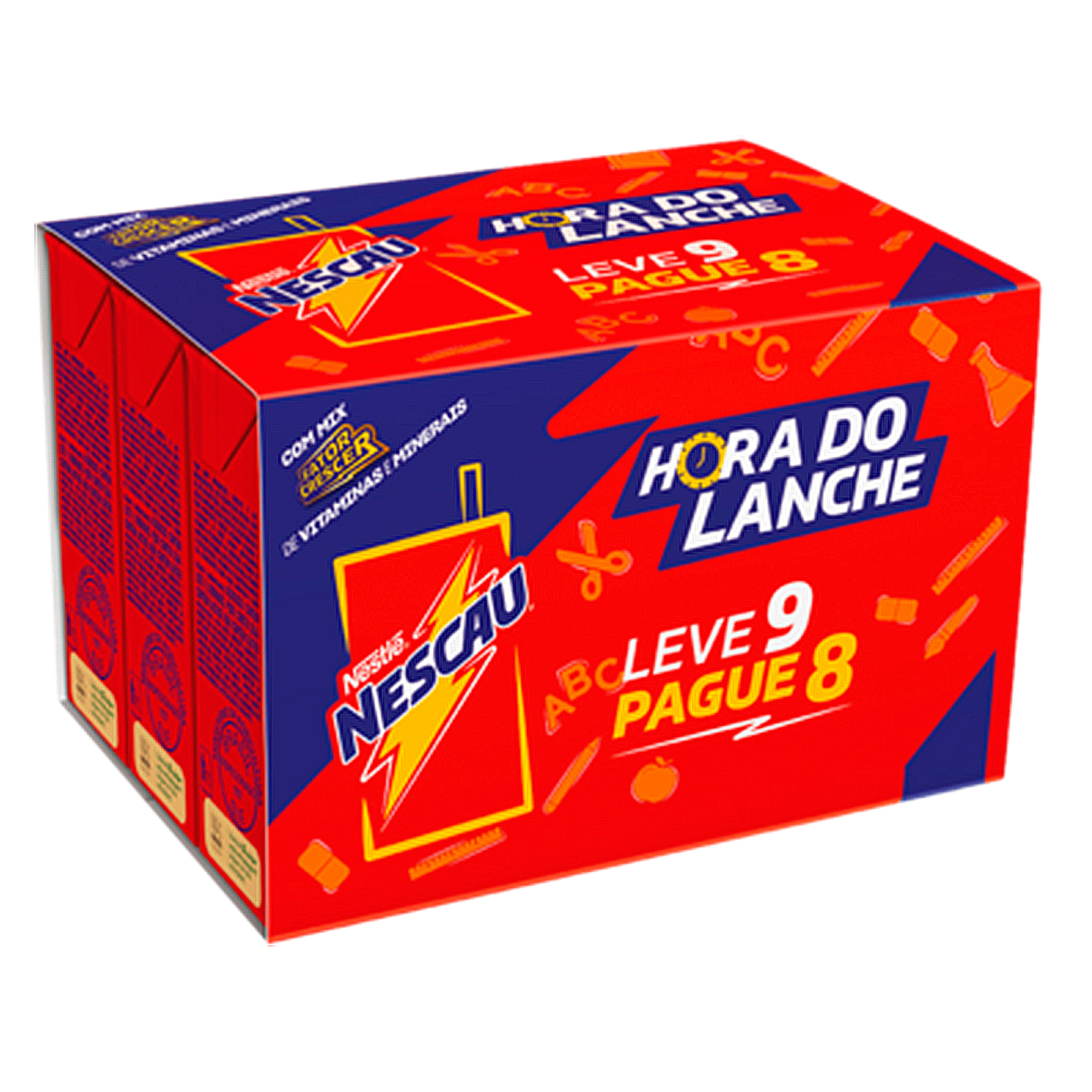 Bebida L&aacute;ctea UHT Chocolate Nescau Caixa 1,62l - Embalagem Leve 9 Pague 8 Unidades