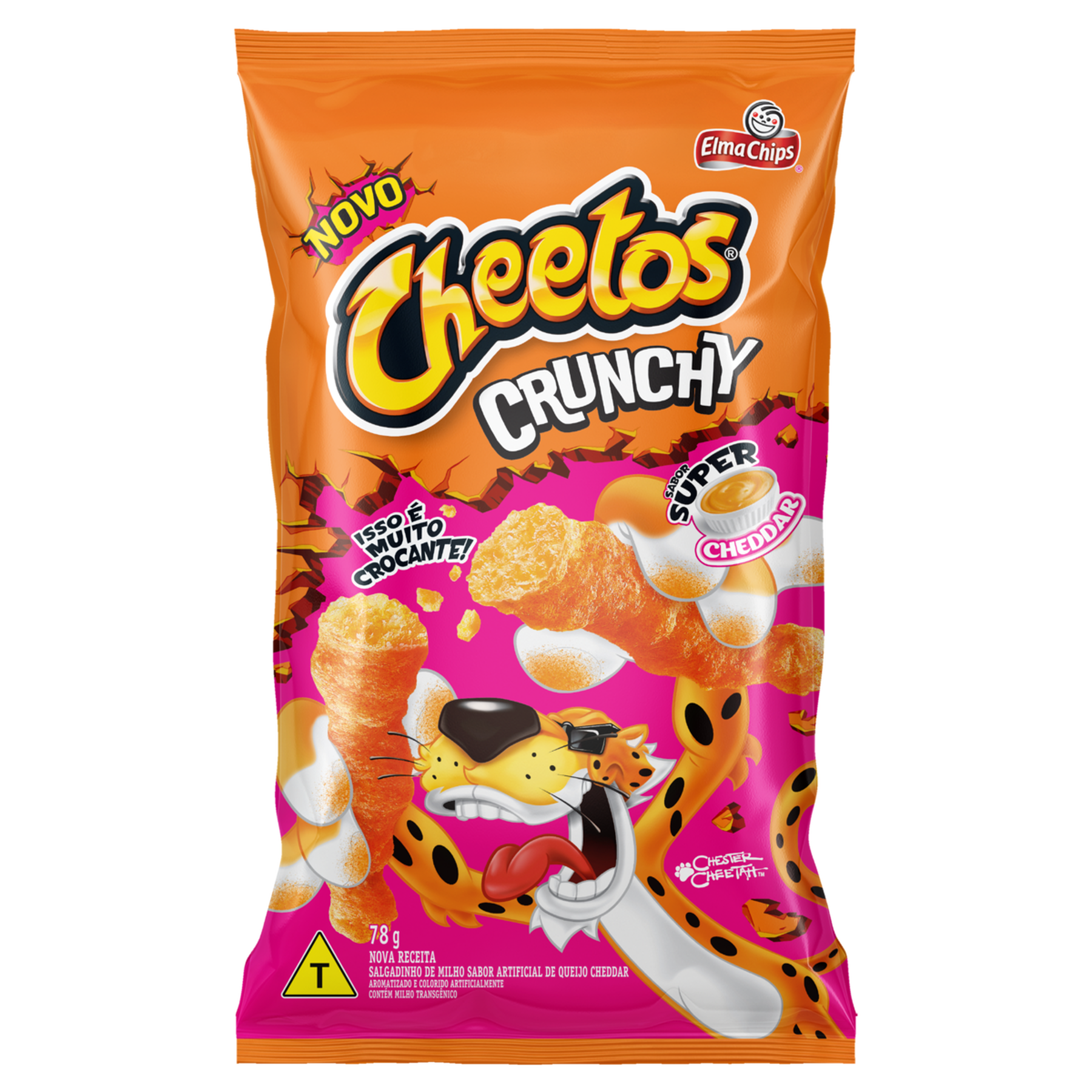 Salgadinho de Milho Crunchy Super Cheddar Cheetos Elma Chips Pacote 78g