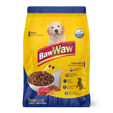 Alimento para Cães Filhotes Carne e Leite Baw Waw Premium Pacote 1kg