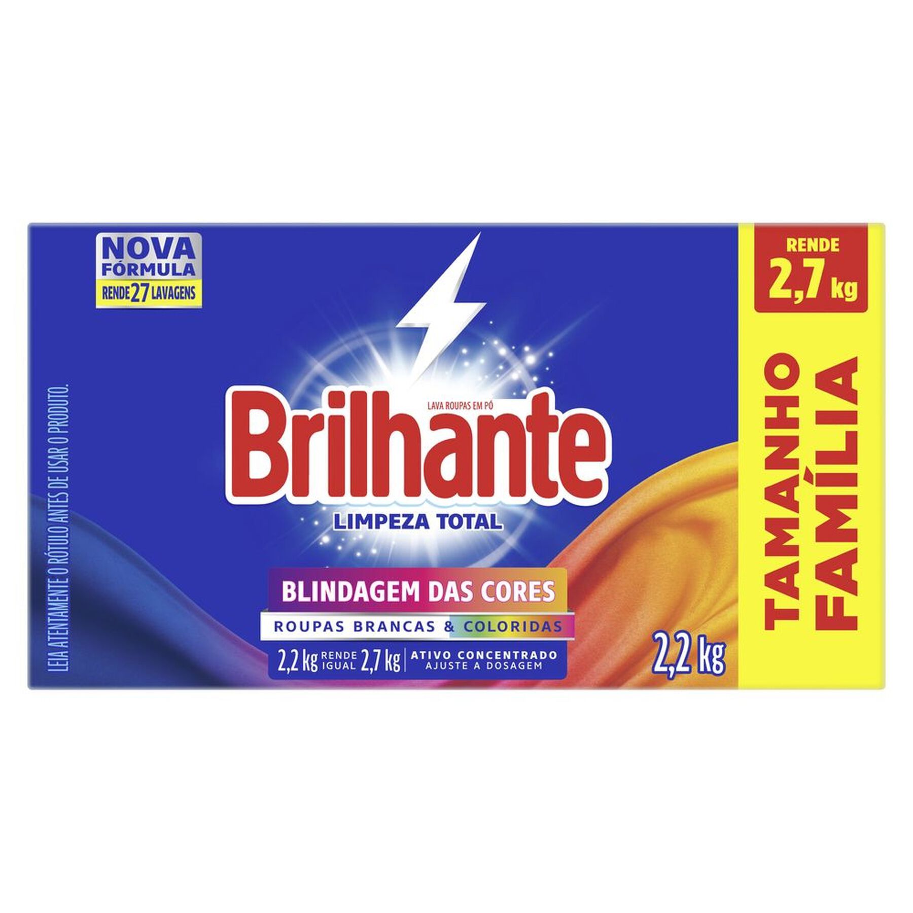 Sabão em Pó Roupas Brancas e Coloridas Limpeza Total Brilhante Caixa 2,2kg
