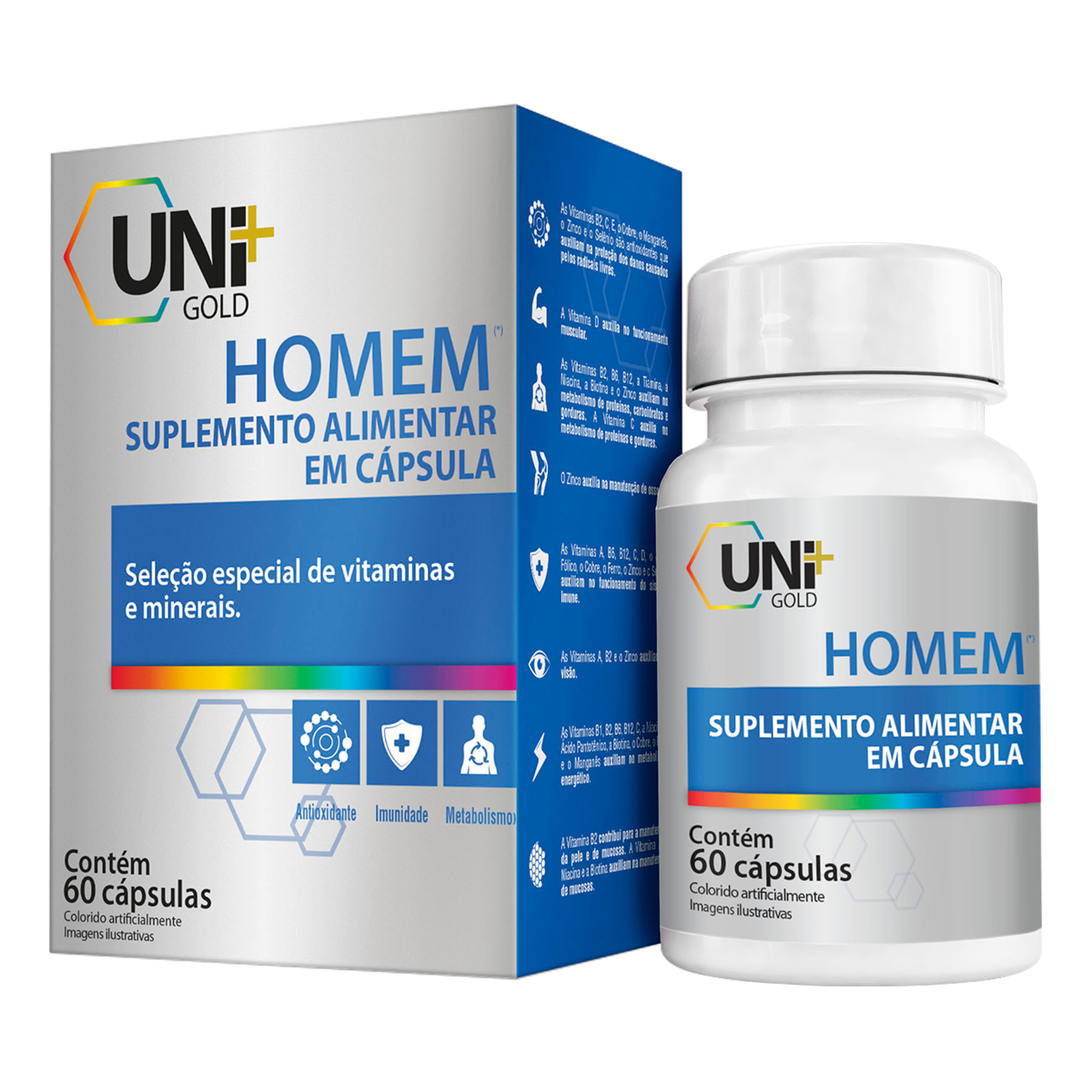 Suplemento Alimentar Homem Uni Gold Caixa C/60 Unidades