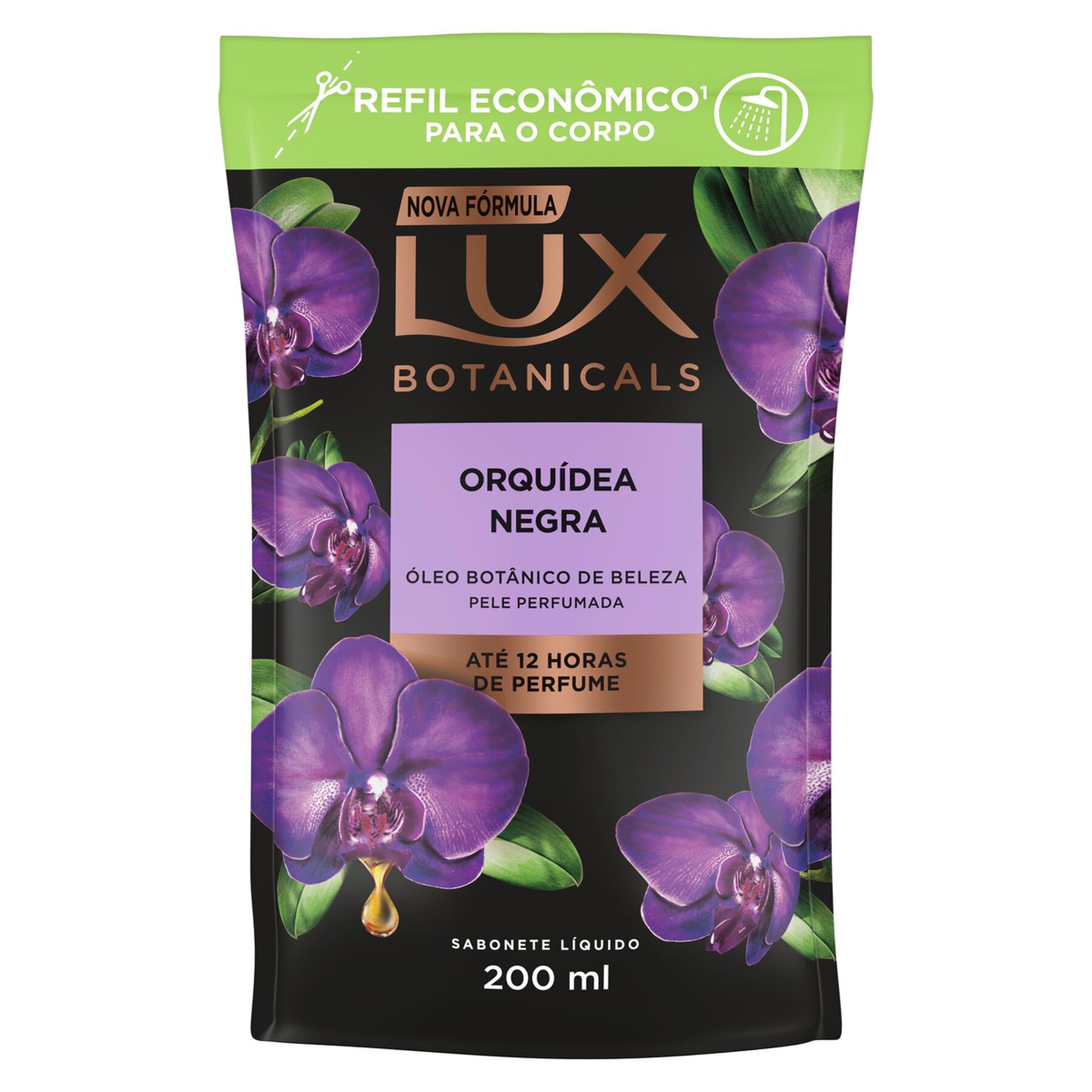 Sabonete L&iacute;quido Orqu&iacute;dea Negra Lux Botanicals Sach&ecirc; 200ml Refil