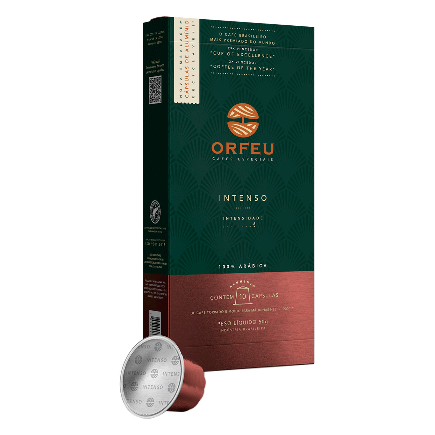 Caf&eacute; em C&aacute;psula Torrado e Mo&iacute;do Intenso Orfeu Caixa 50g C/10 Unidades