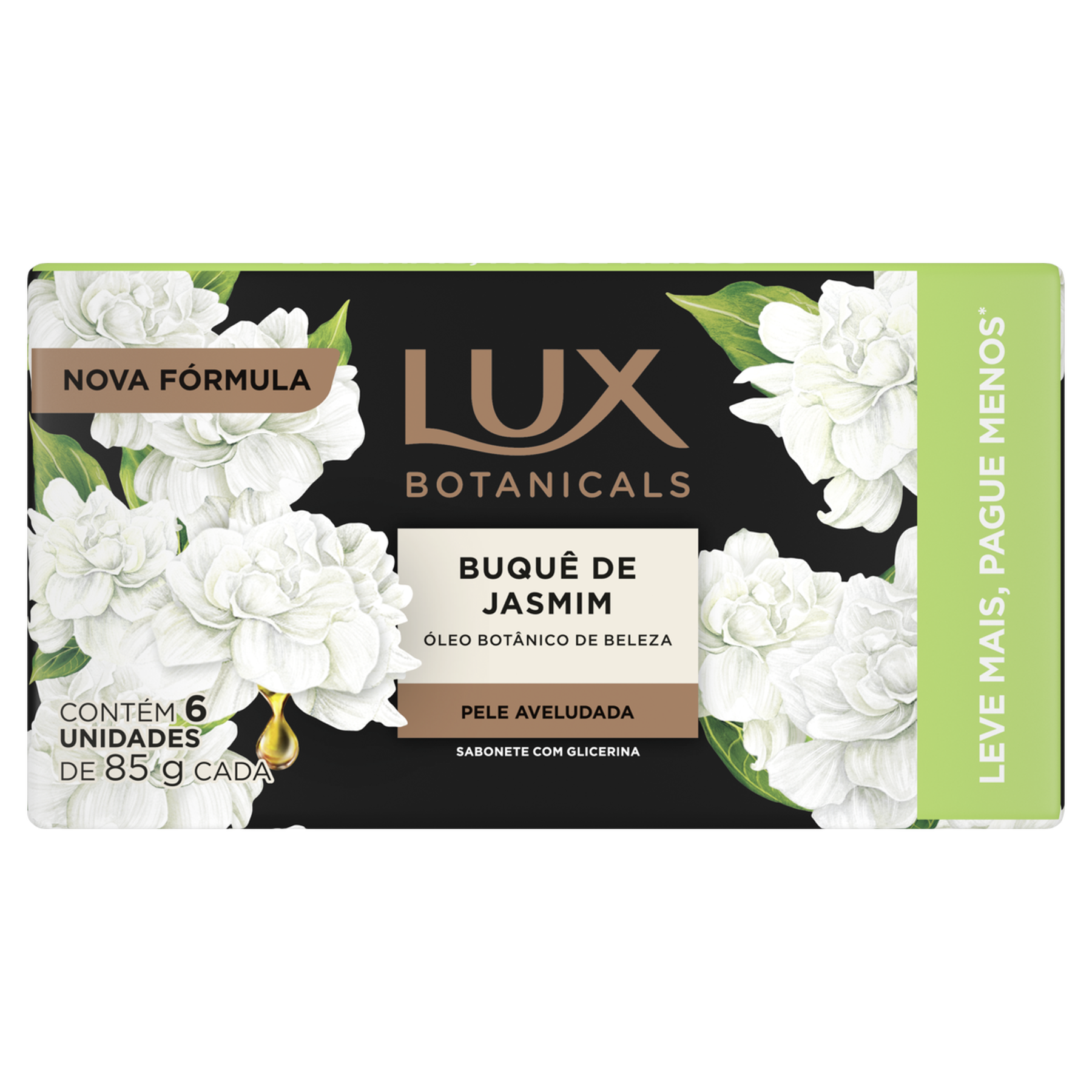 Sabonete em Barra de Glicerina Buqu&ecirc; de Jasmim Lux Botanicals Envolt&oacute;rio C/6 Unidades 85g Cada - Embalagem Leve Mais Pague Menos