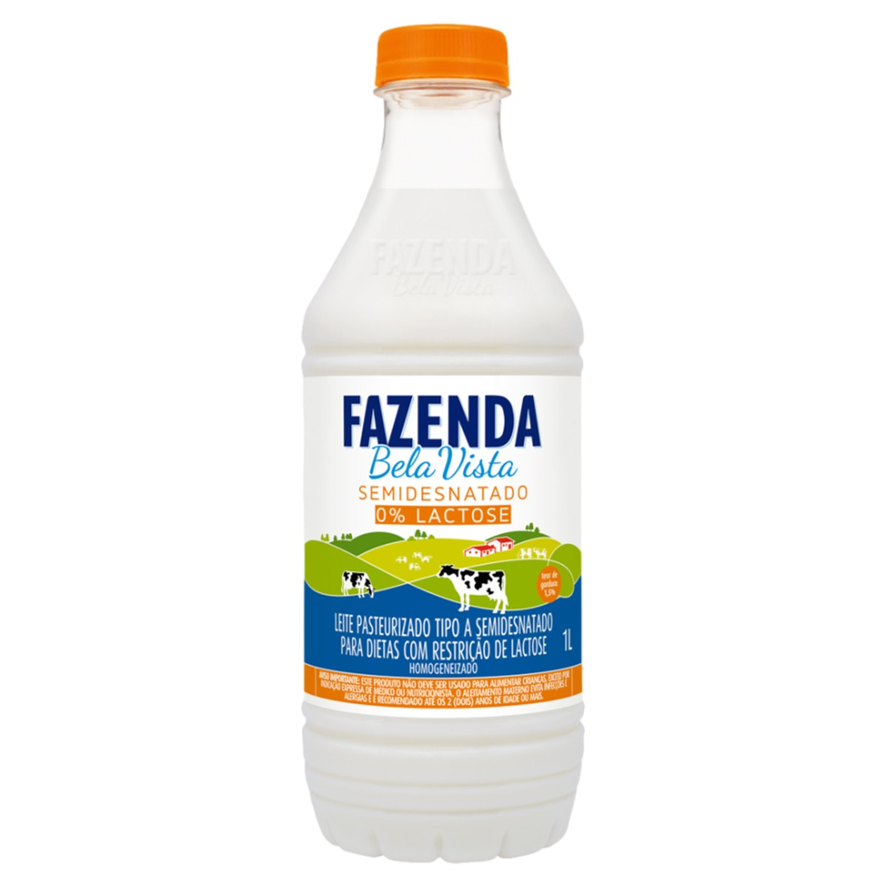 Leite Semidesnatado Pasteurizado Homogeneizado Tipo A Zero Lactose Fazenda Bela Vista Garrafa 1l