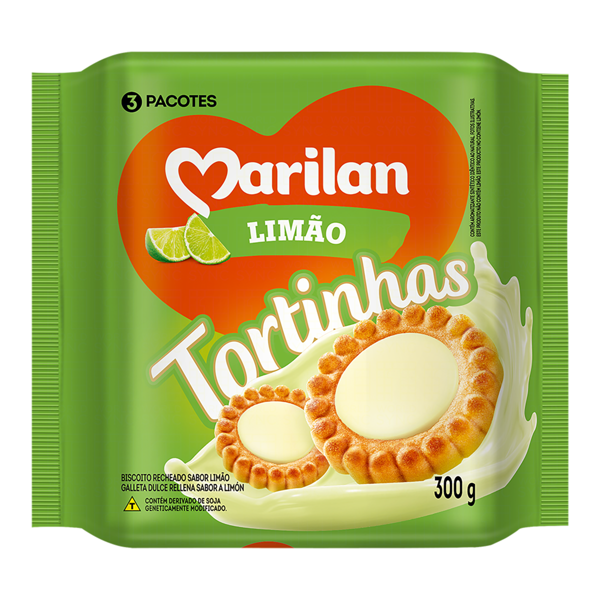 Biscoito Recheio Lim&atilde;o Tortinhas Marilan Pacote 300g