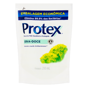 Sabonete Líquido Antibacteriano Erva-Doce Protex Sachê 200ml Refil