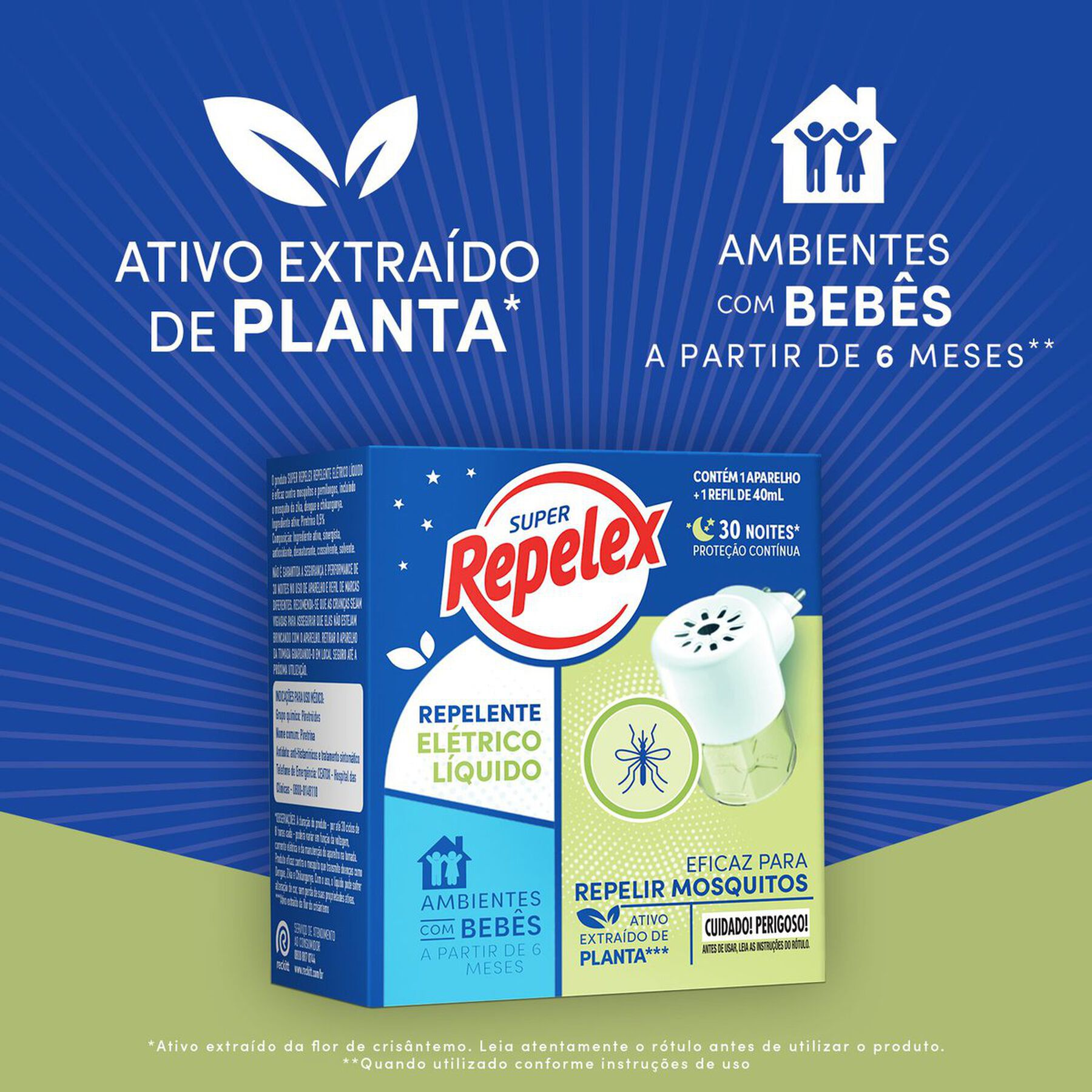 Aparelho El&eacute;trico + Refil Repelente L&iacute;quido 30 Noites Super Repelex 40ml