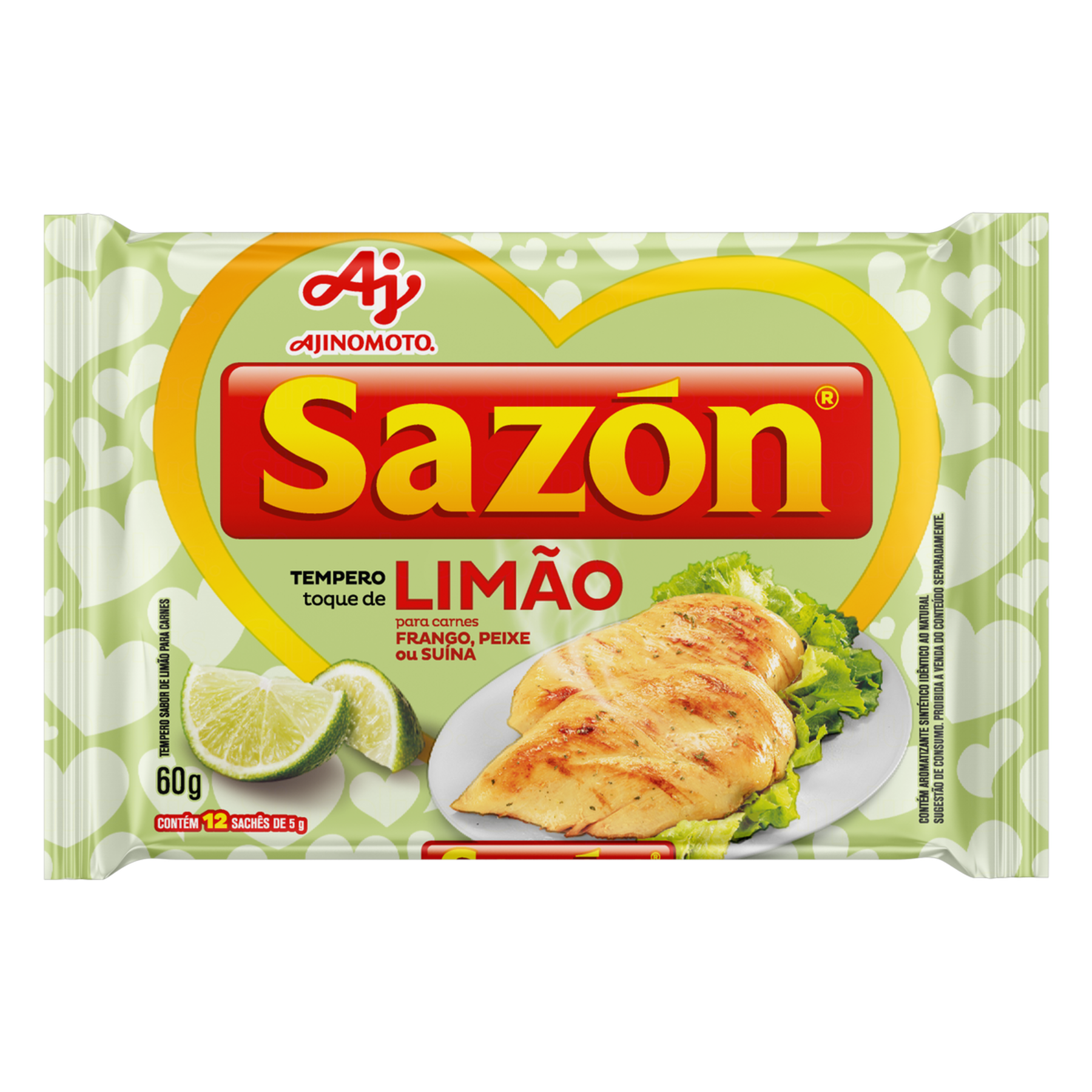 Tempero para Carnes Frango, Peixe ou Su&iacute;na Toque de Lim&atilde;o Saz&oacute;n Pacote 60g C/12 Unidades&nbsp;