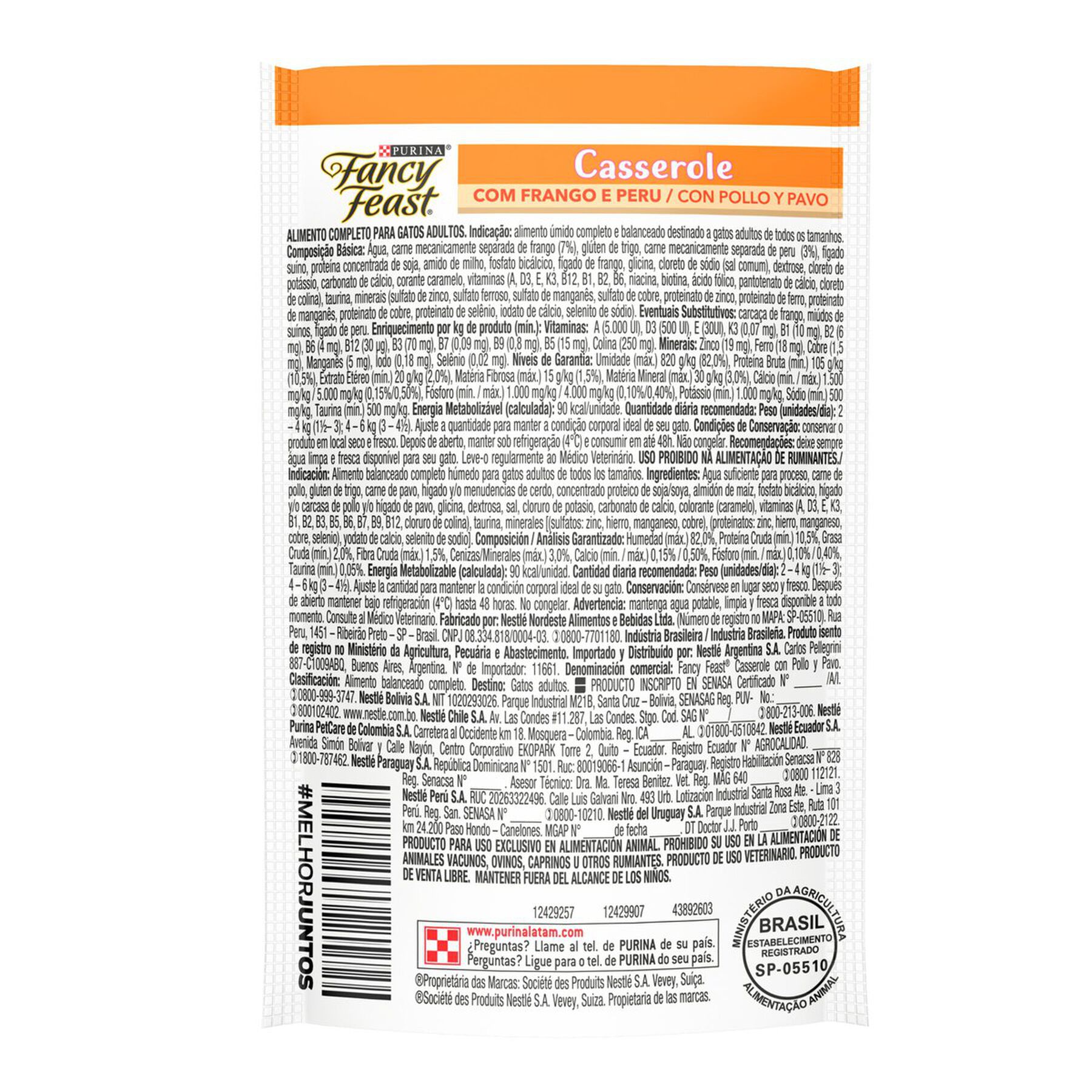 Alimento para Gatos Adultos Casserole com Frango e Peru Purina Fancy Feast Sachê 85g