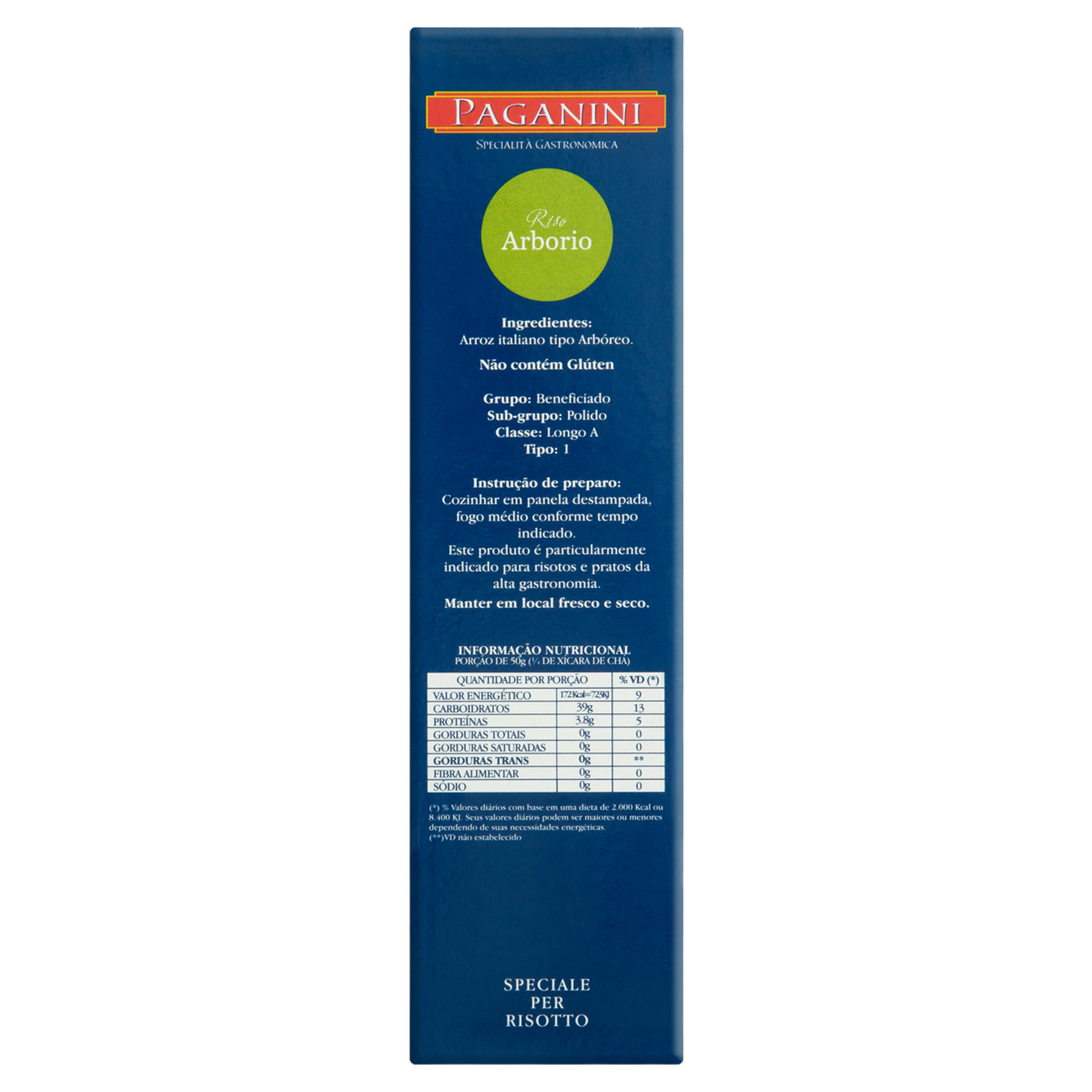 Arroz Arb&oacute;reo Paganini Tipo 1 Caixa 1kg