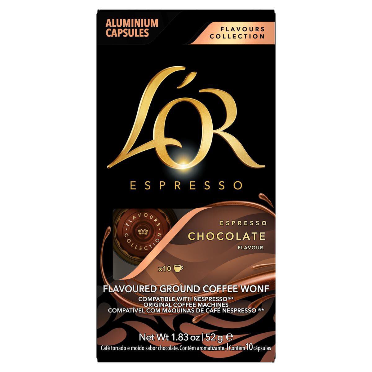 Caf&eacute; em C&aacute;psula Torrado e Mo&iacute;do Espresso Chocolate L'or Caixa C/10 Unidades