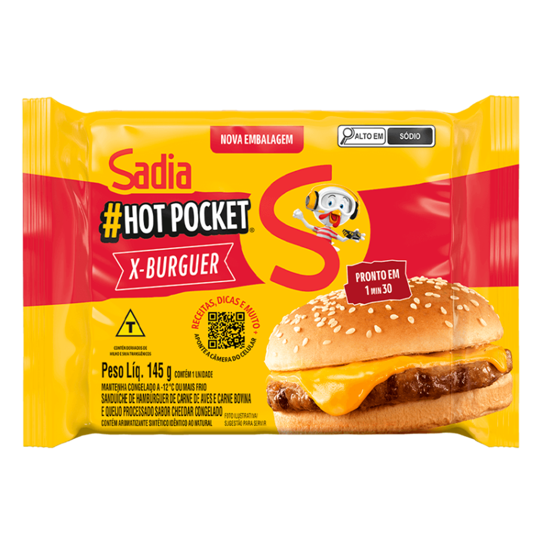 Sanduíche Hot Pocket X-Burguer Sadia Pacote 145g