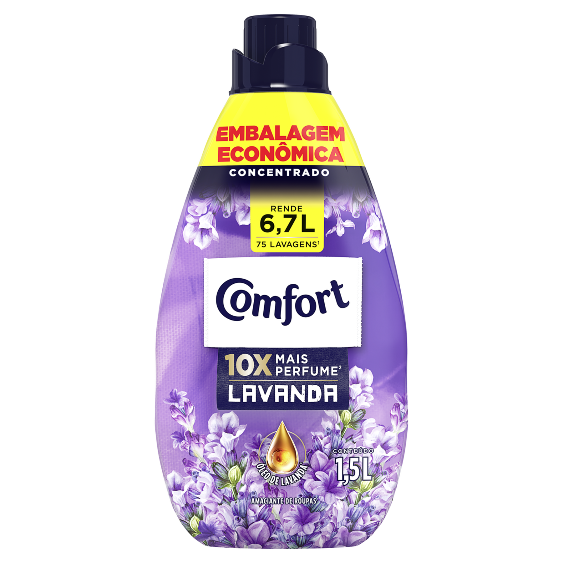 Amaciante de Roupa Concentrado Lavanda Comfort Frasco 1,5l Embalagem Econômica