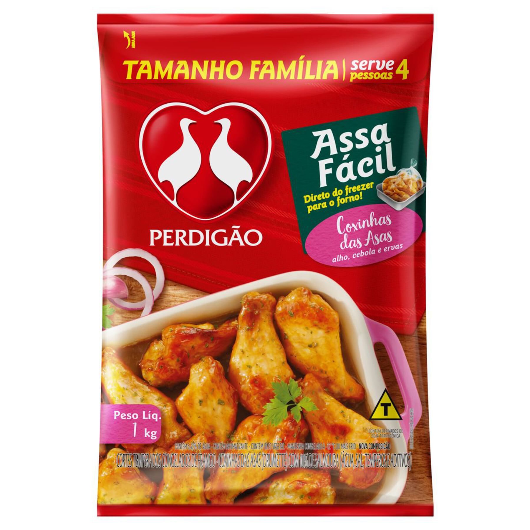 Coxinha da Asa de Frango Congelada Temperada Perdigão Assa Fácil 1kg Tamanho Família