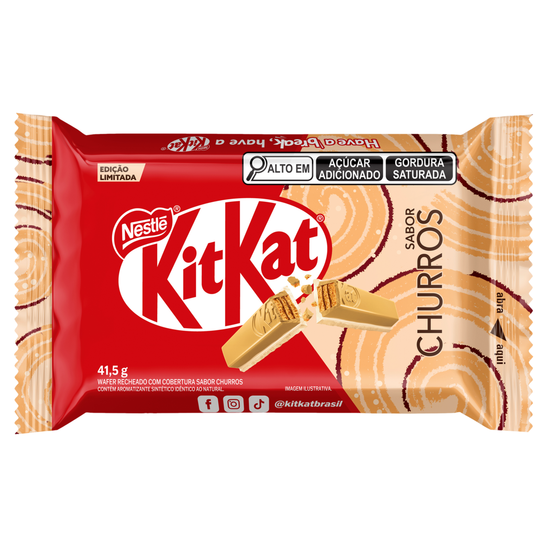 Wafer Cobertura Churros Kitkat Pacote 41,5g