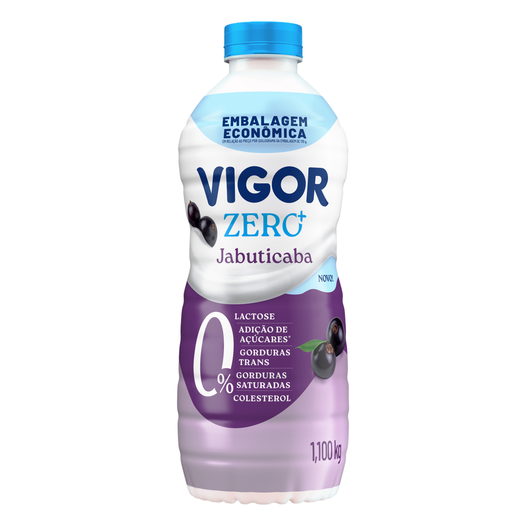 Iogurte Desnatado Jabuticaba Zero Lactose Vigor Zero+ Garrafa 1,1kg