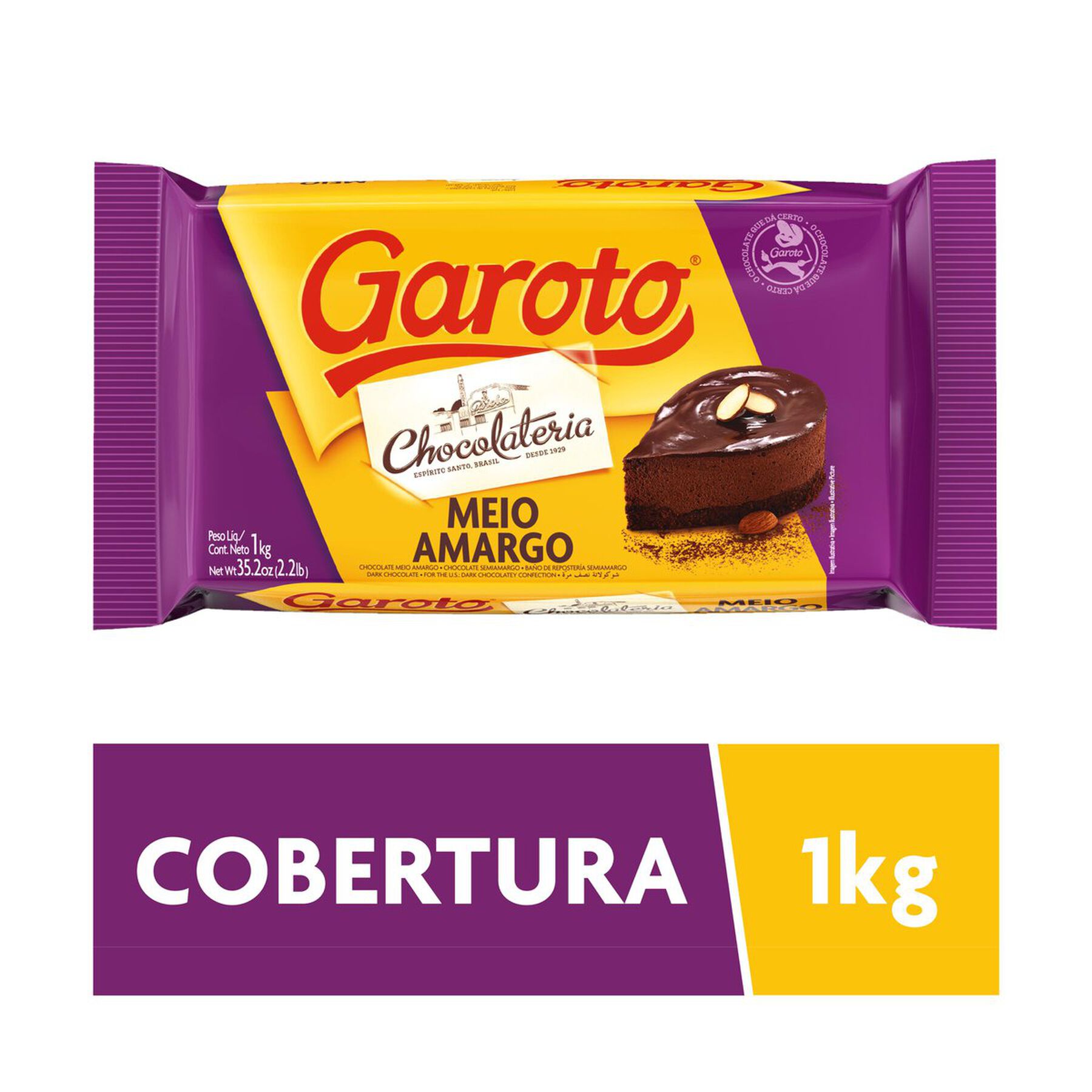 Chocolate Cobertura Garoto Meio Amargo 1kg