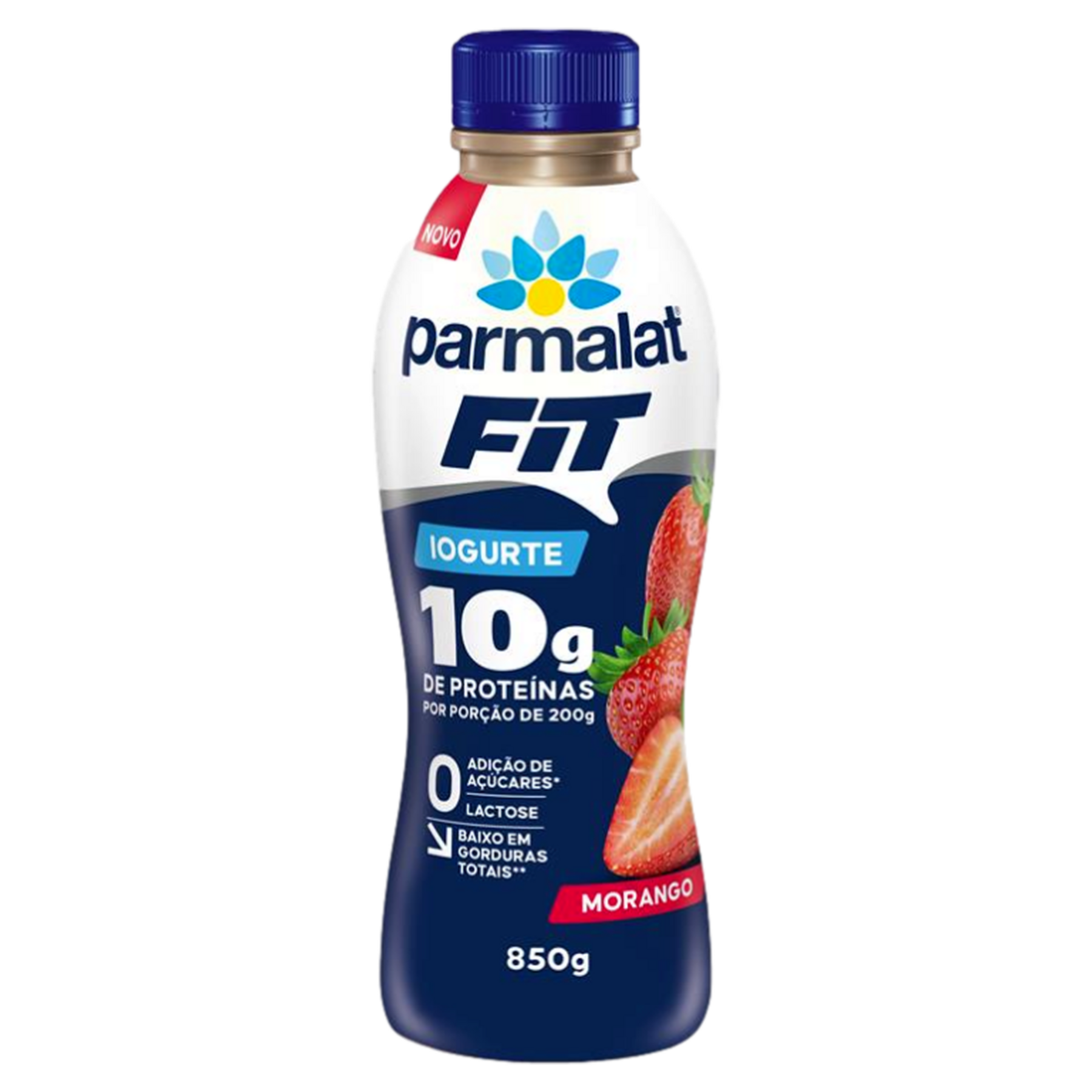 Iogurte Desnatado Morango Zero Lactose Parmalat Fit Garrafa 850g