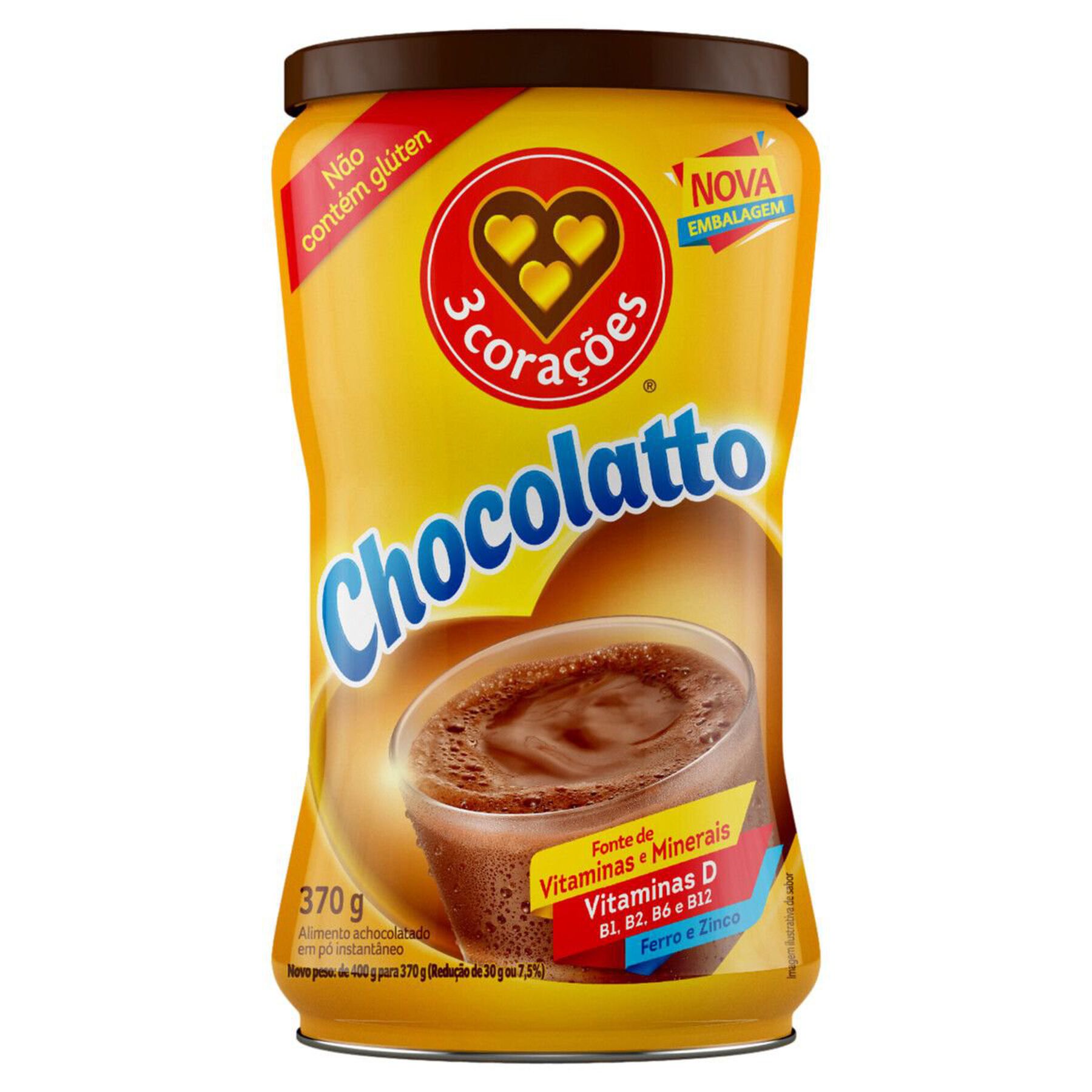 Achocolatado em Pó Chocolatto 3 Corações Lata 370g