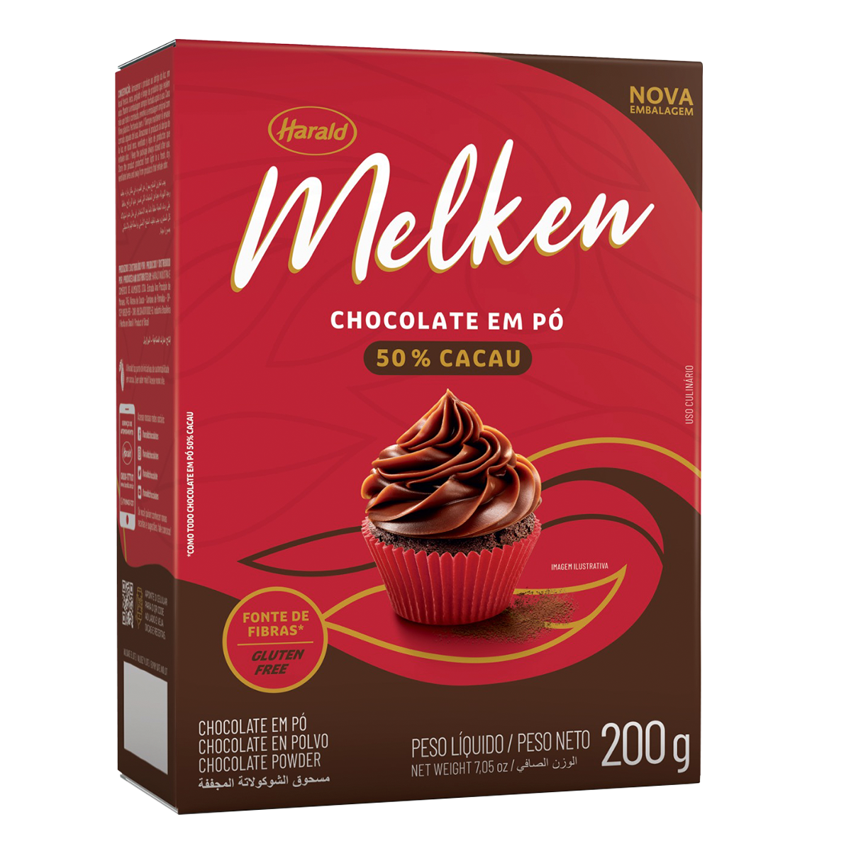 Chocolate em P&oacute; 50% Cacau Melken Harald Caixa 200g