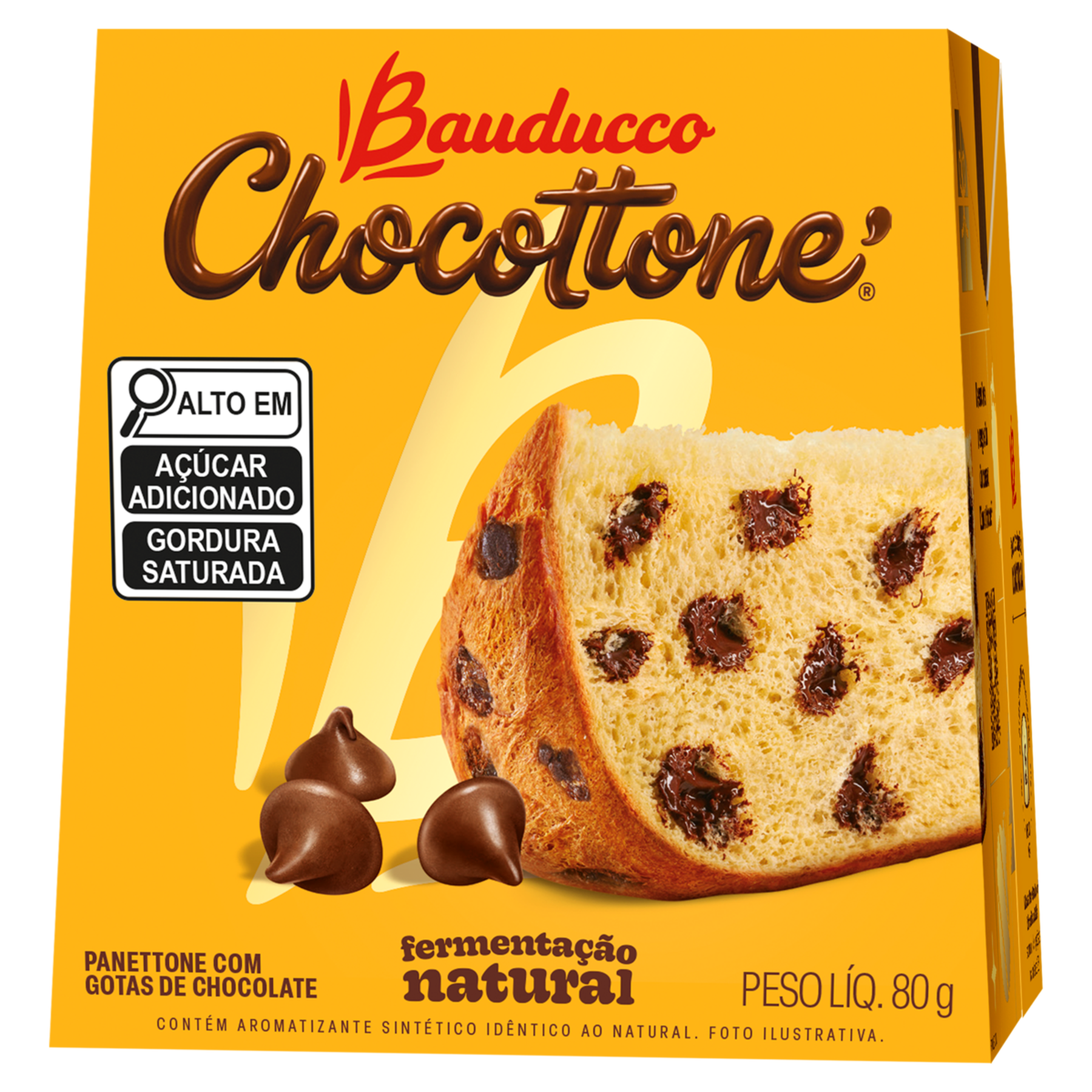 Panettone com Gotas de Chocolate Chocottone Bauducco Caixa 80g