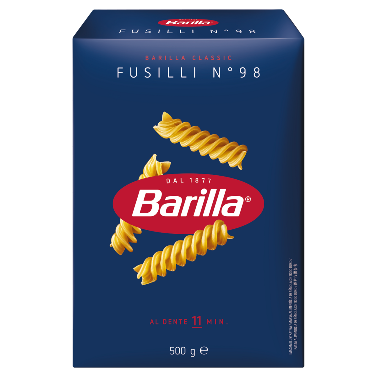 Macarr&atilde;o de S&ecirc;mola de Trigo Duro Fusilli 98 Barilla Classic Caixa 500g