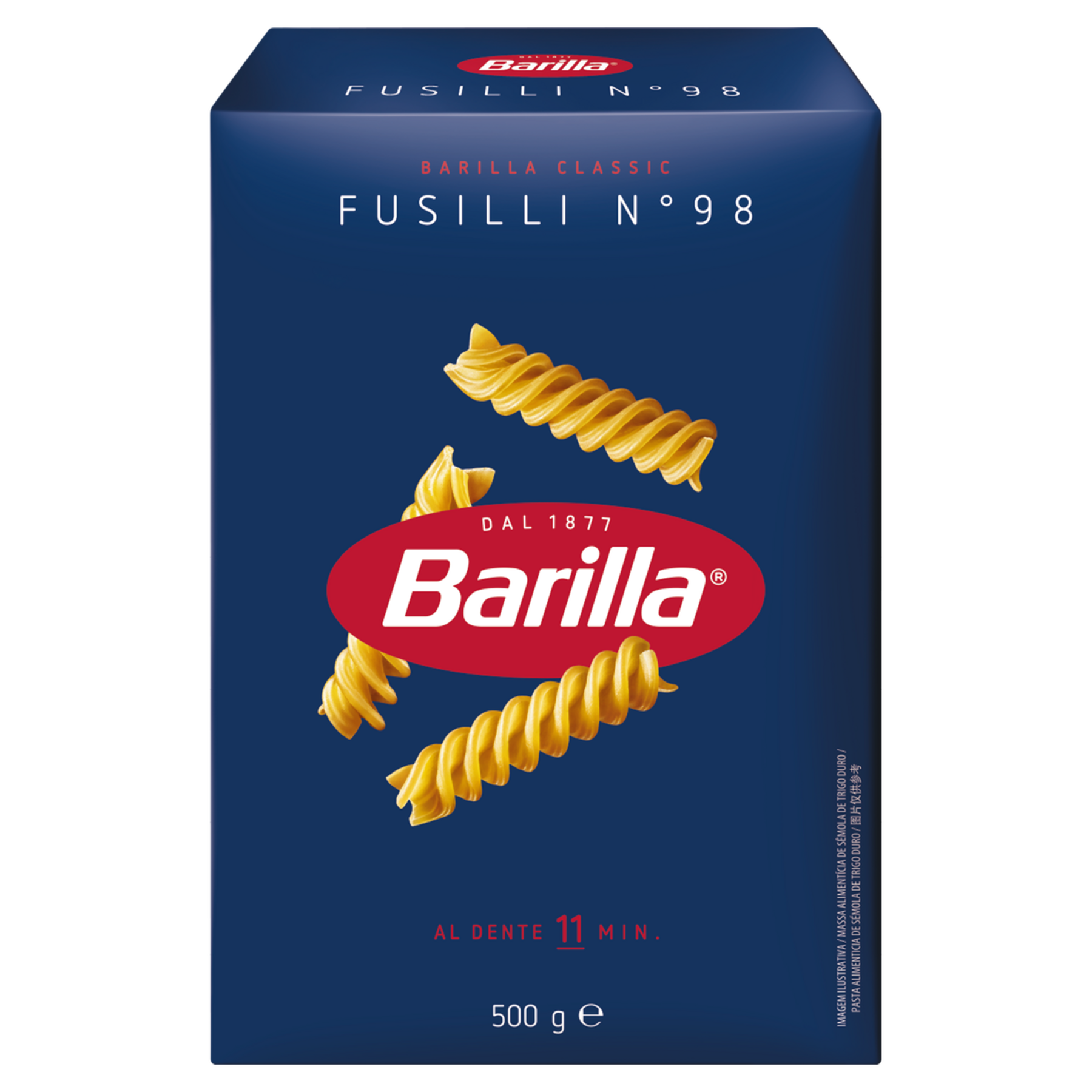 Macarrão de Sêmola de Trigo Duro Fusilli 98 Barilla Classic Caixa 500g
