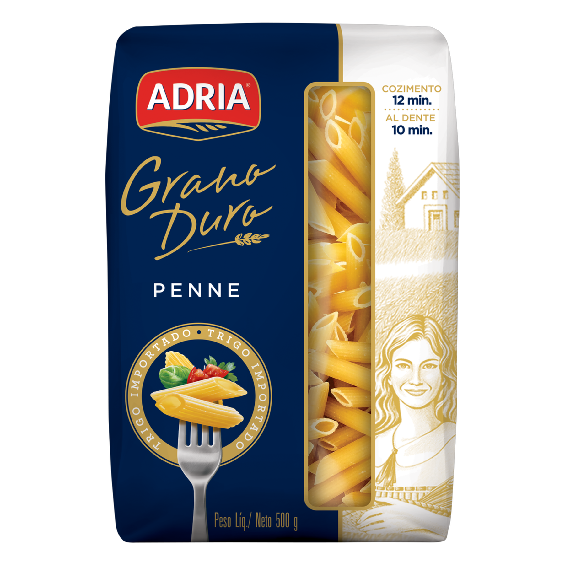 Macarr&atilde;o de S&ecirc;mola Grano Duro Penne Adria Pacote 500g