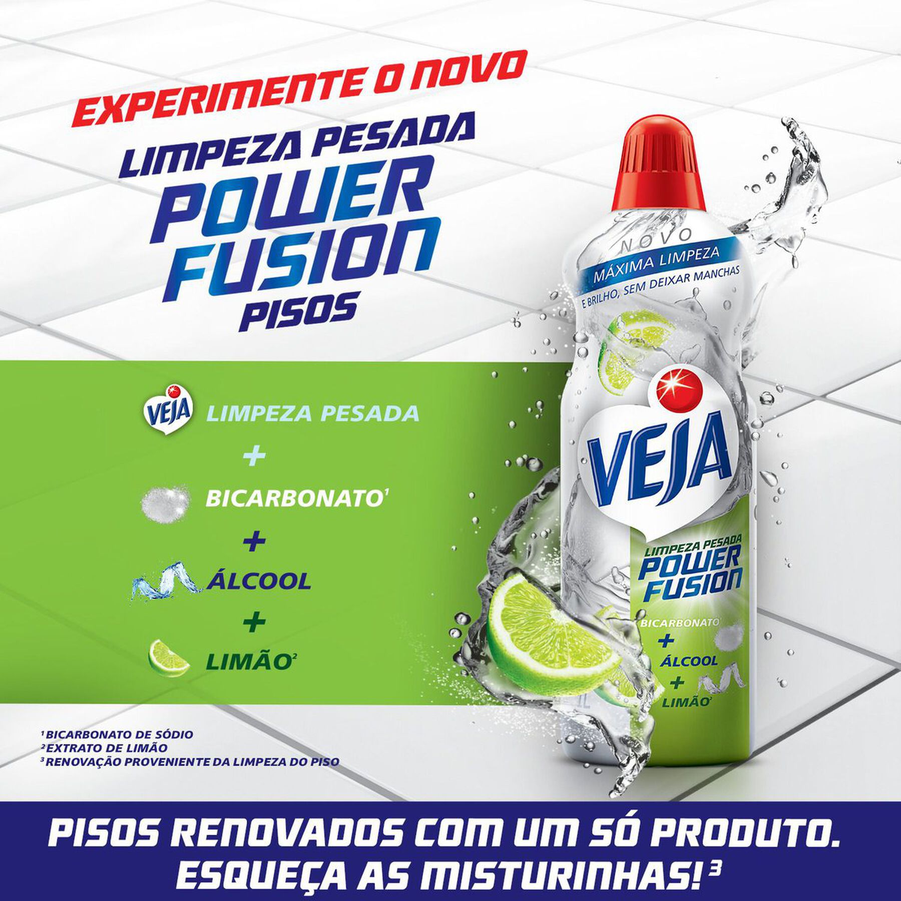 Limpador Limpeza Pesada com Bicarbonato, Álcool e Limão Veja Power Fusion Frasco 500ml
