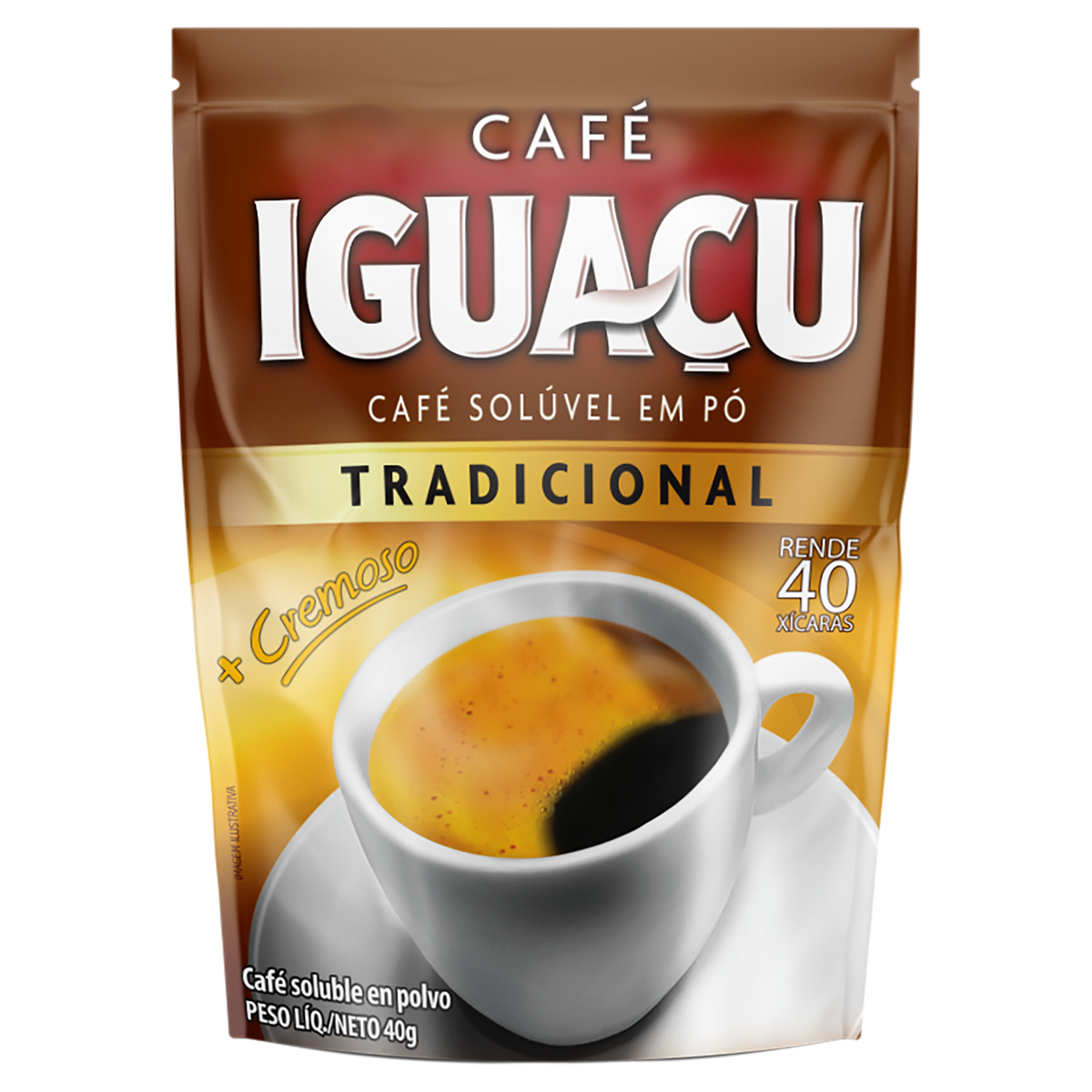 Caf&eacute; Sol&uacute;vel em P&oacute; Tradicional Igua&ccedil;u Sach&ecirc; 40g