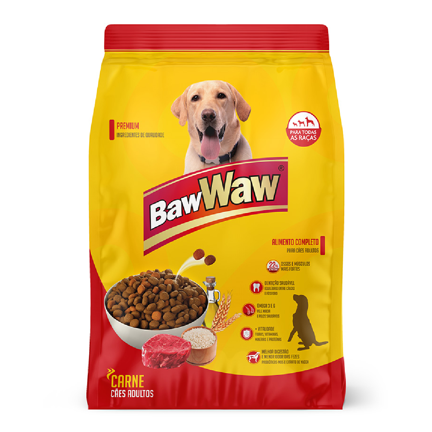 Alimento para Cães Adultos Carne Baw Waw Premium Pacote 1kg