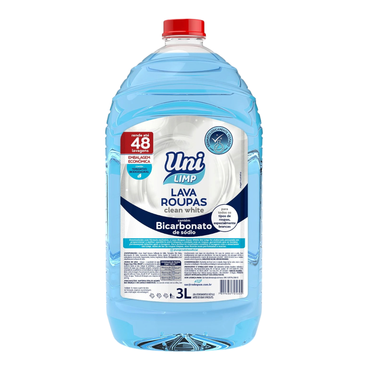 Sab&atilde;o L&iacute;quido Lava Roupas White Uni Limp 3l&nbsp;