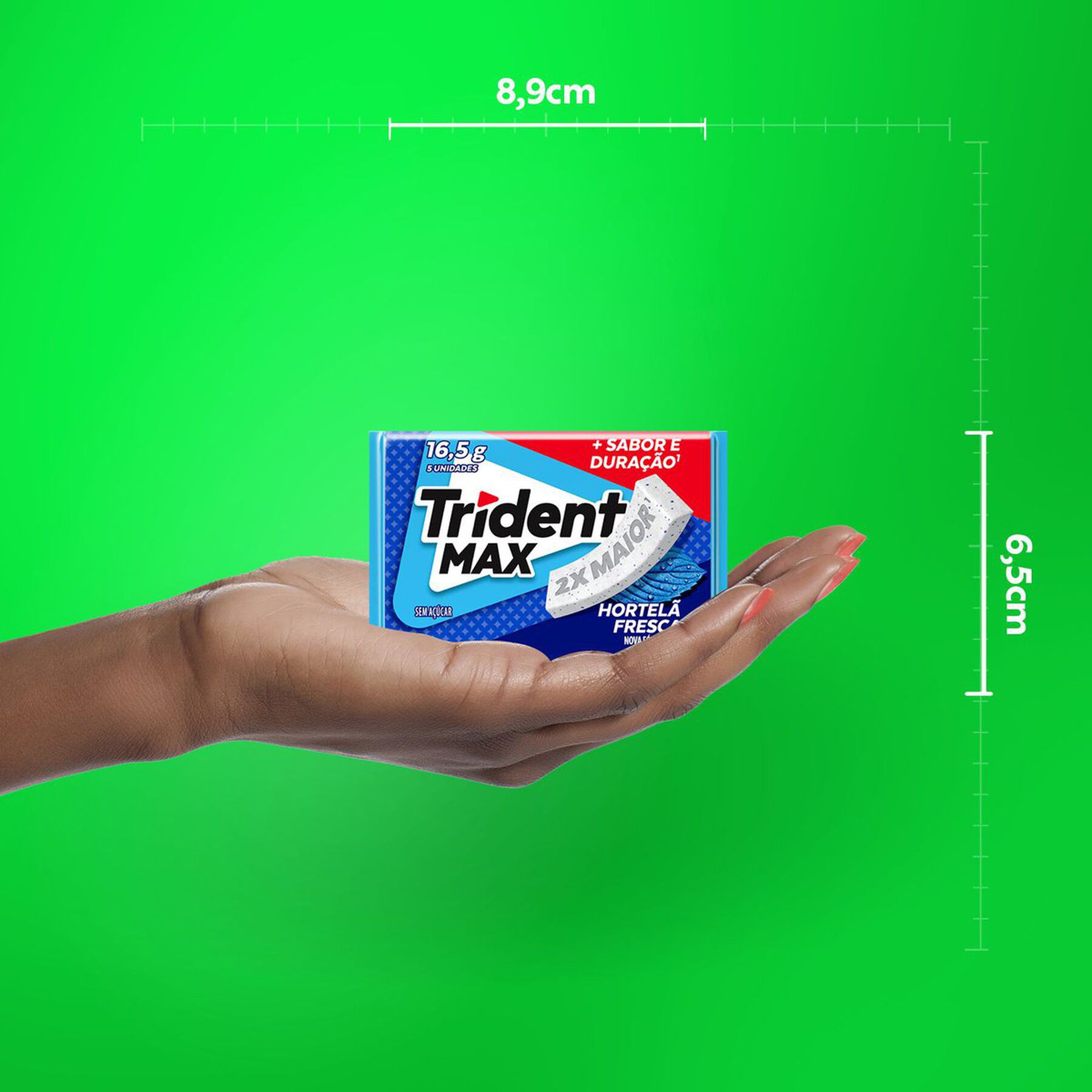 Chiclete Trident Max Hortelã Fresca Sem Açúcar 16g -Embalagem com 5 unid.