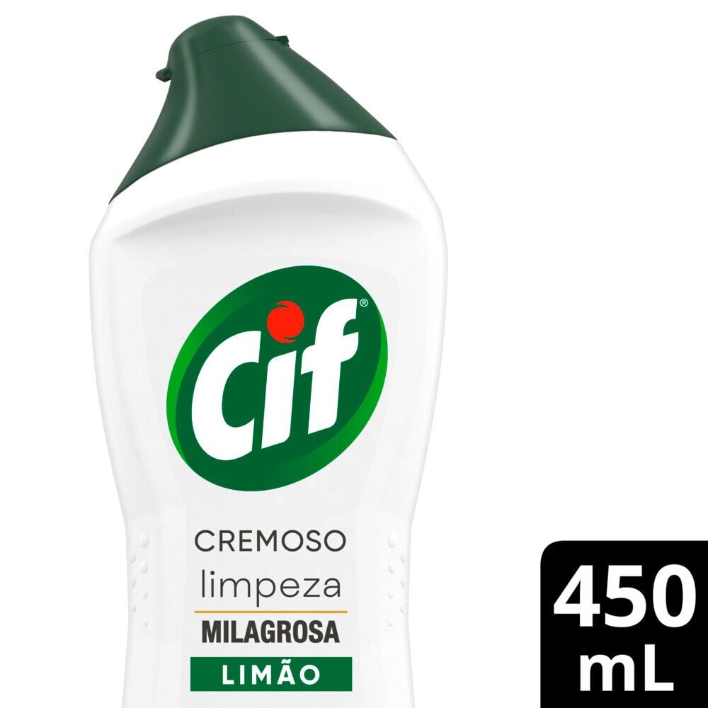 CIF Cremoso Limpeza Milagrosa produto de limpeza de casa milagroso CIF Lim&atilde;o remove 100% da sujeira dif&iacute;cil sem esfor&ccedil;o 450 ml