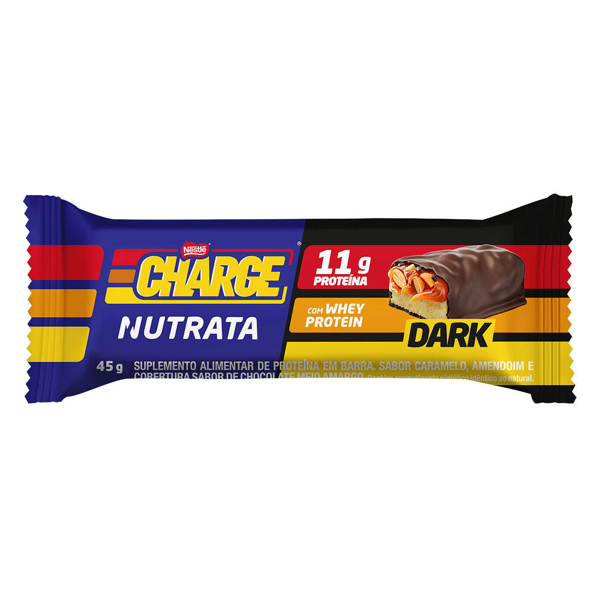 Barra Prote&iacute;na Charge Dark com Whey Protein Nutrata Pacote 45g