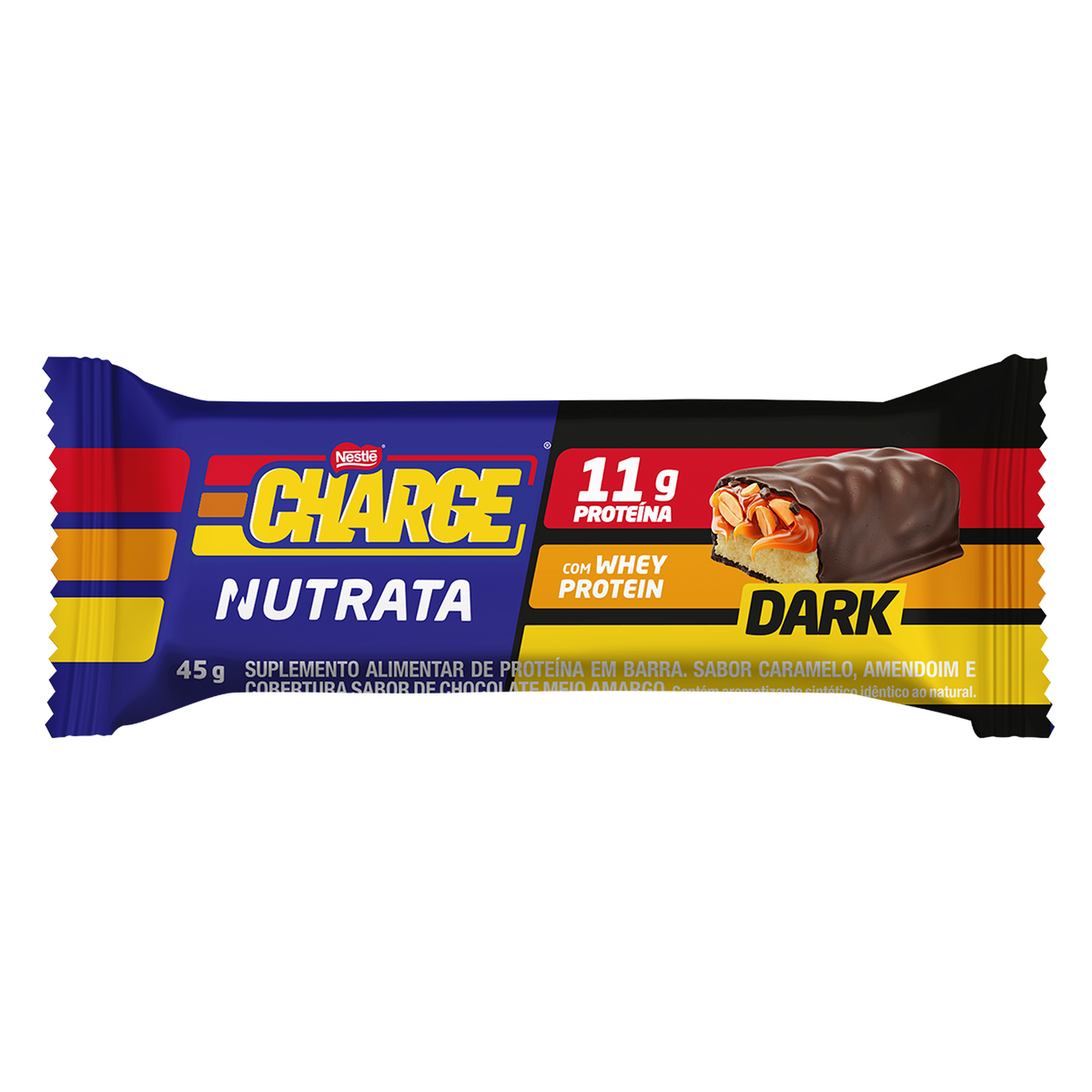 Barra Prote&iacute;na Charge Dark com Whey Protein Nutrata Pacote 45g