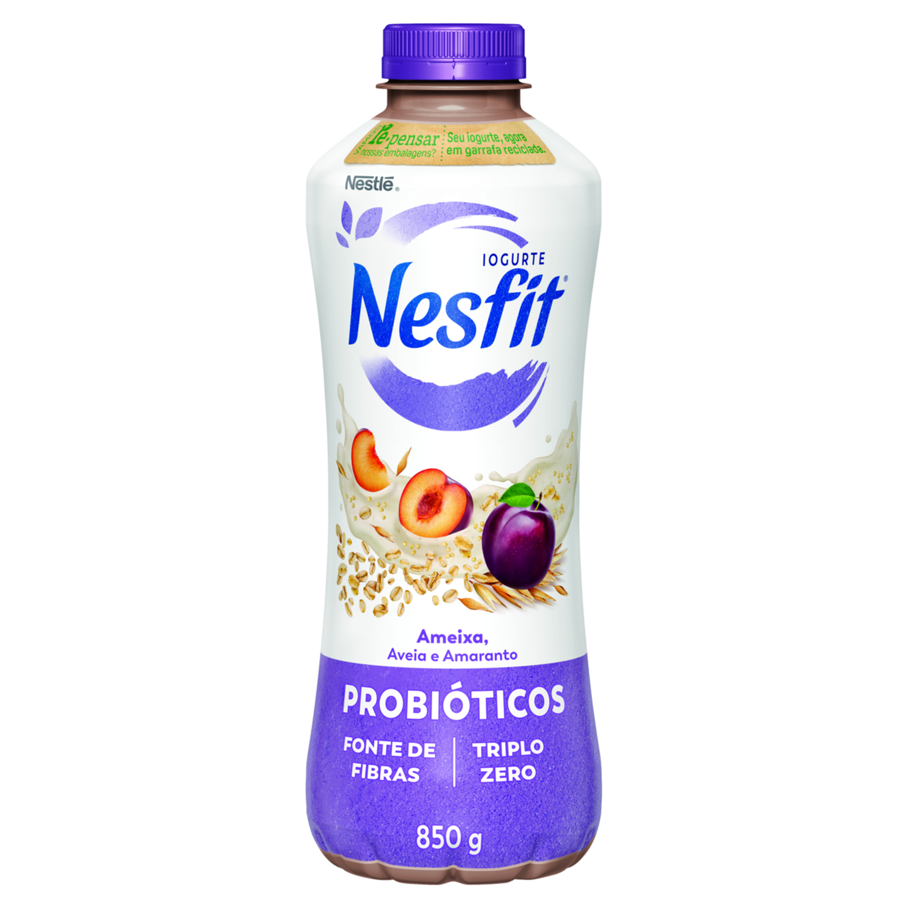 Iogurte Desnatado Ameixa, Aveia e Amaranto Zero Lactose Nesfit Nestlé Garrafa 850g