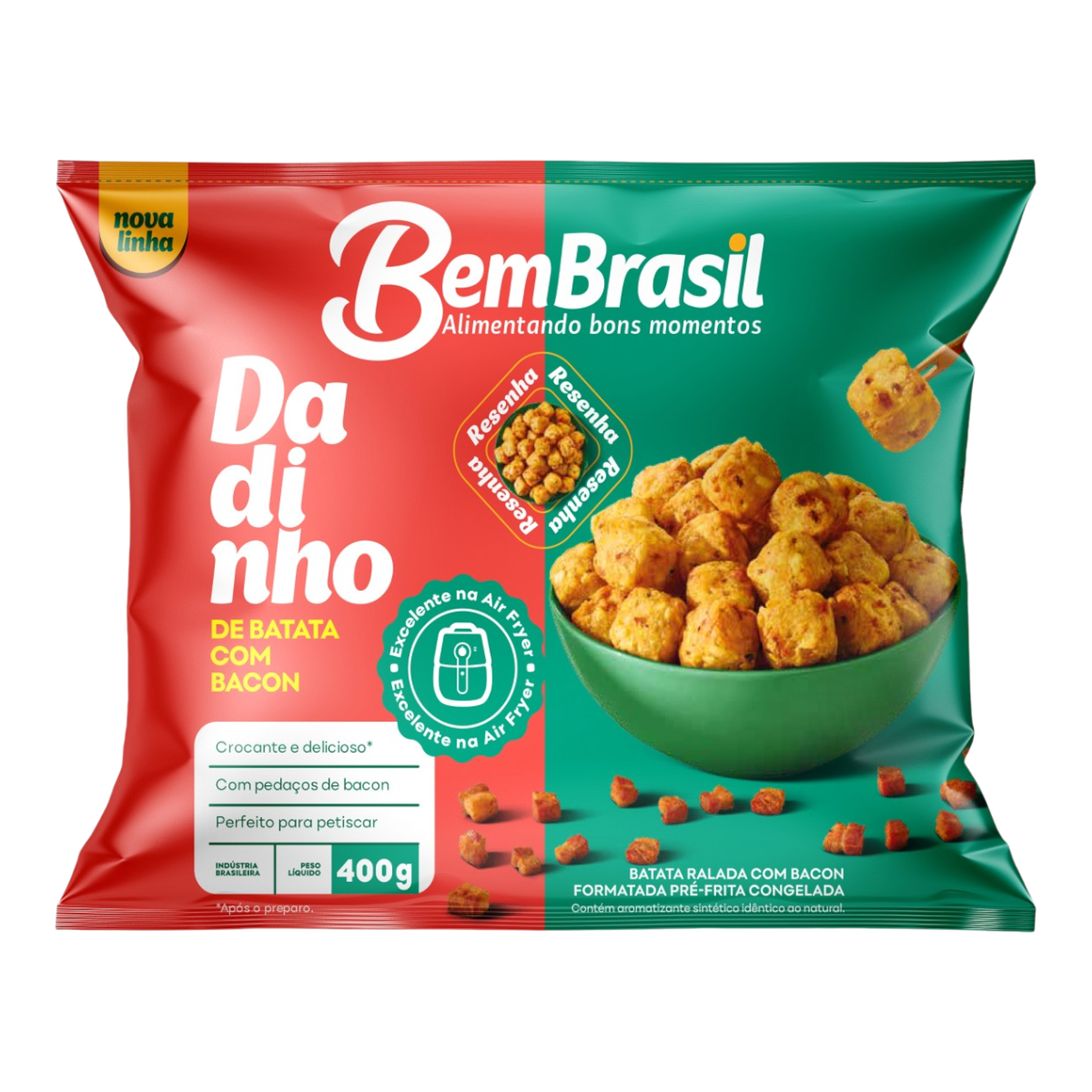 Dadinho de Batata Congelada com Bacon Pr&eacute;-Frita Bem Brasil Pacote 400g